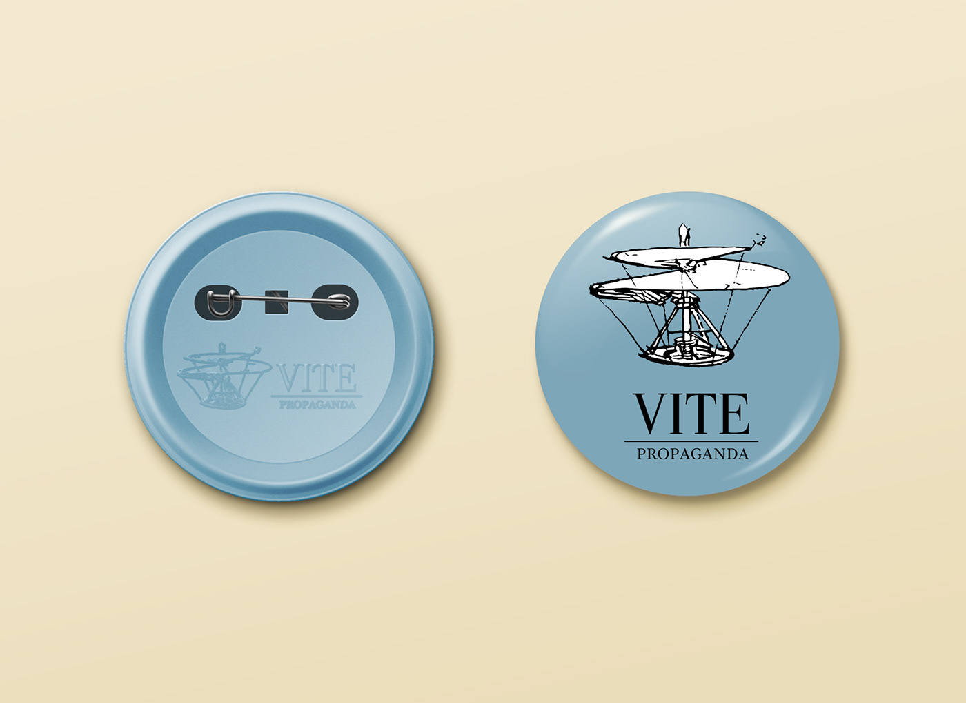 Vite Propaganda agencia agency logo Icon Da Vinci helicopter propeller vector Minimalism Mockup
