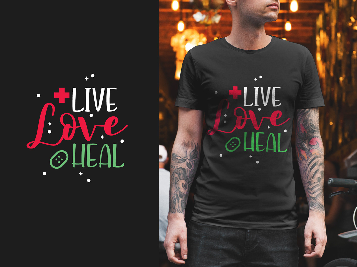T-shirts design idea #195: Live Love Heal , Typography, lettering T-shirt design on Behance