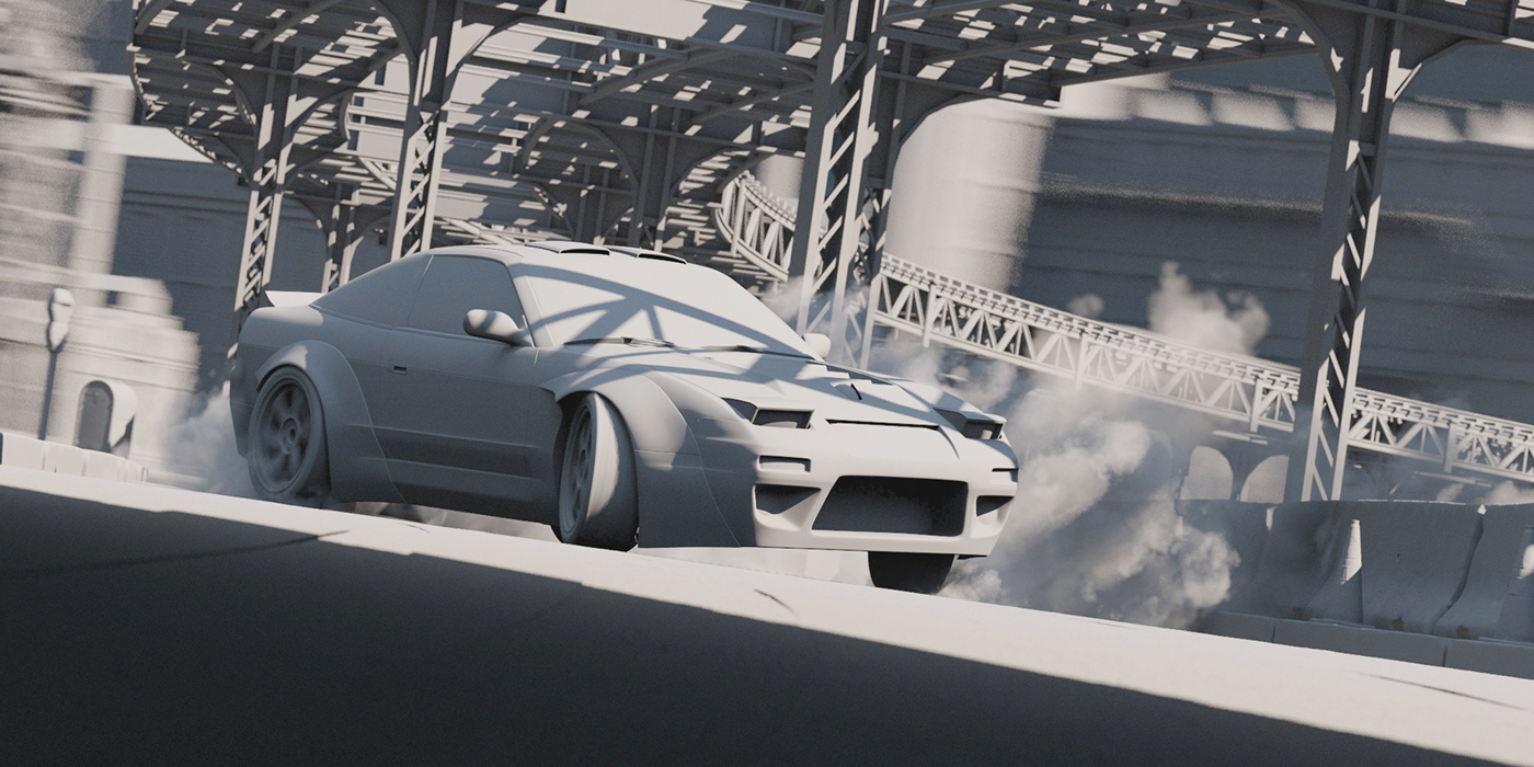 3D automotive   car CGI Nissan race Render speed Vehicle visualization