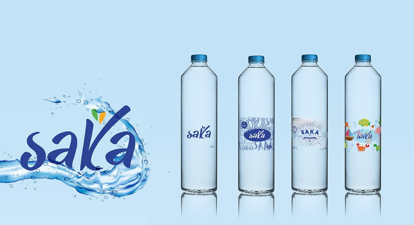 Saka water design vintage Packaging bottle typographic forkids minimal