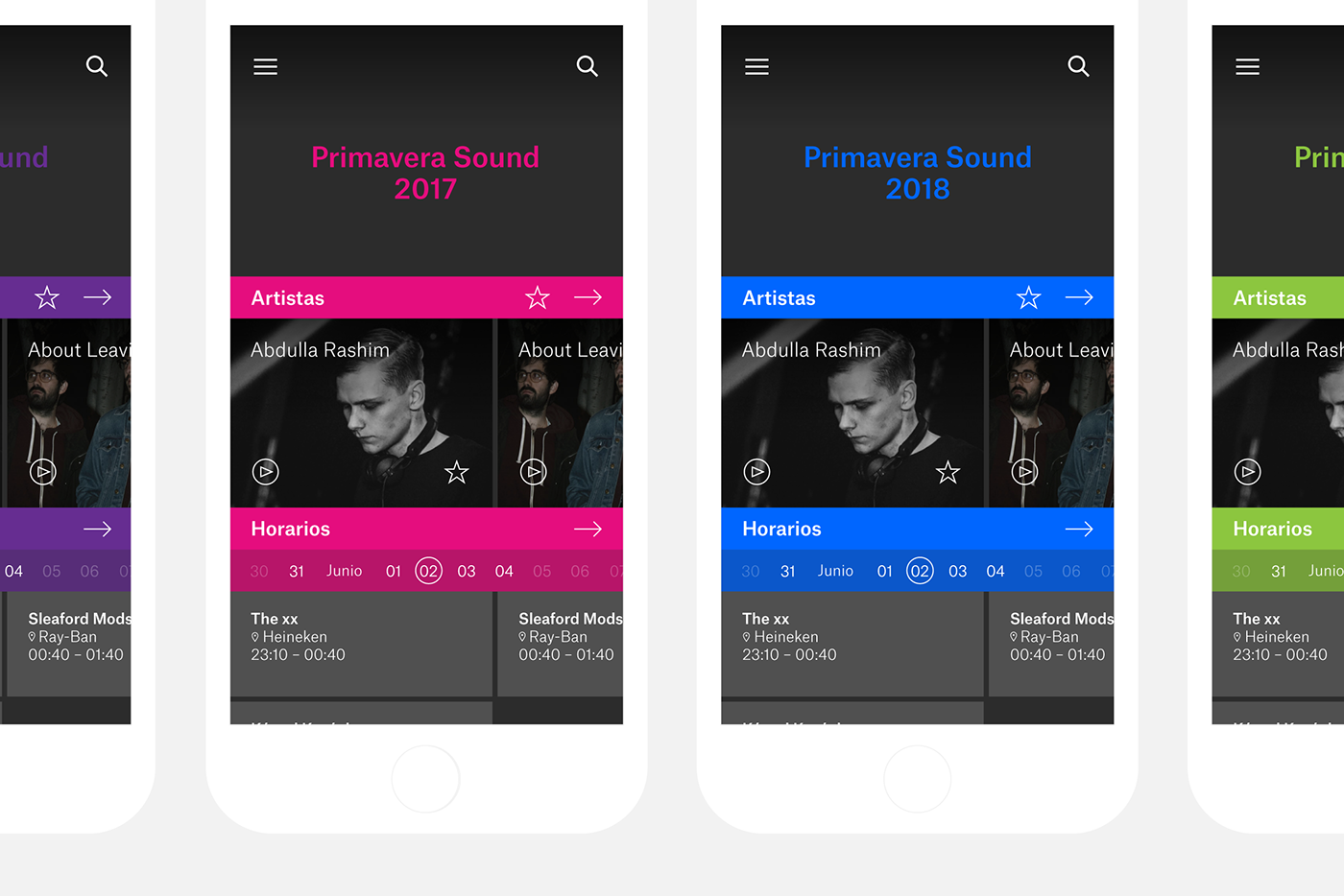 app primaverasound Interface modular minimal music icons UserExperience UIX iu