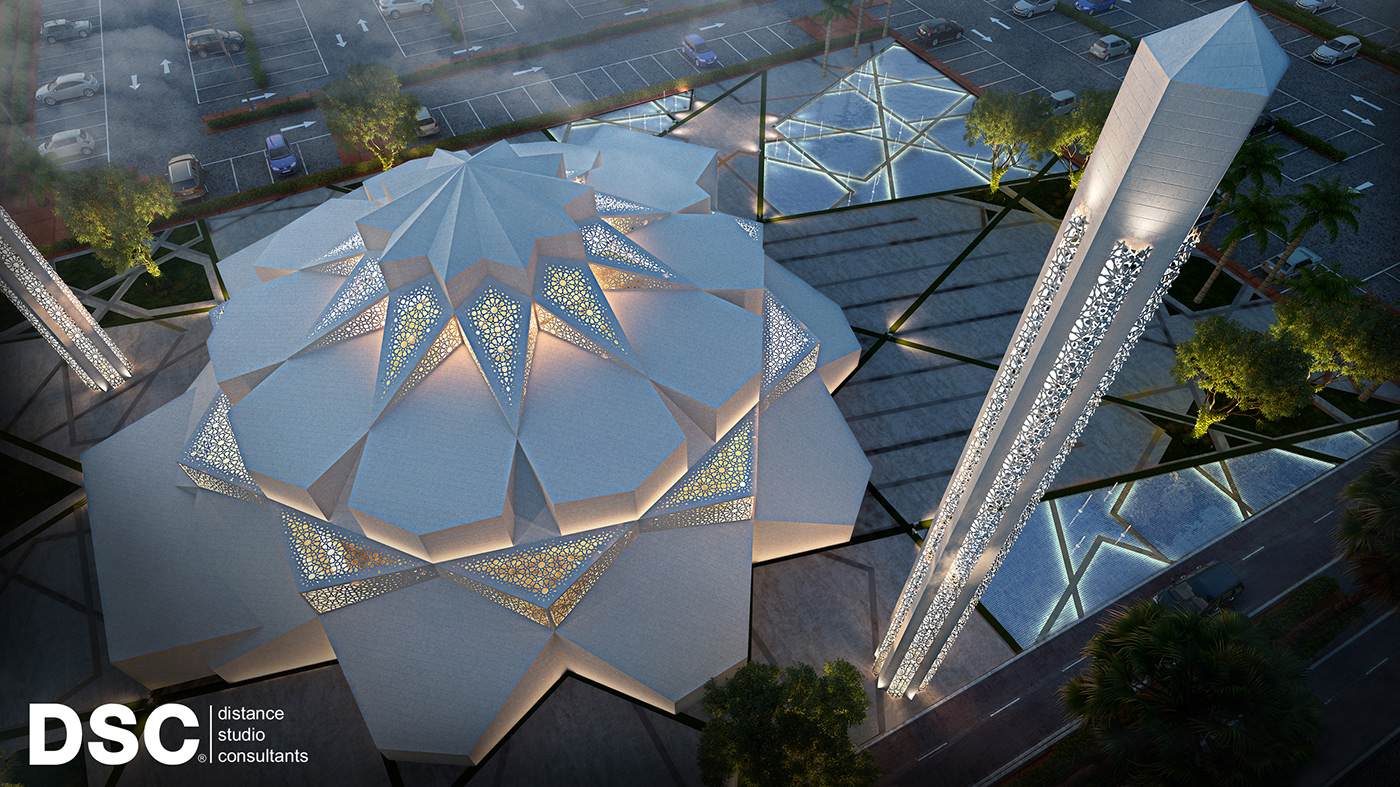 mosque design Render concept architecture creative cubism iconic islamic pattern