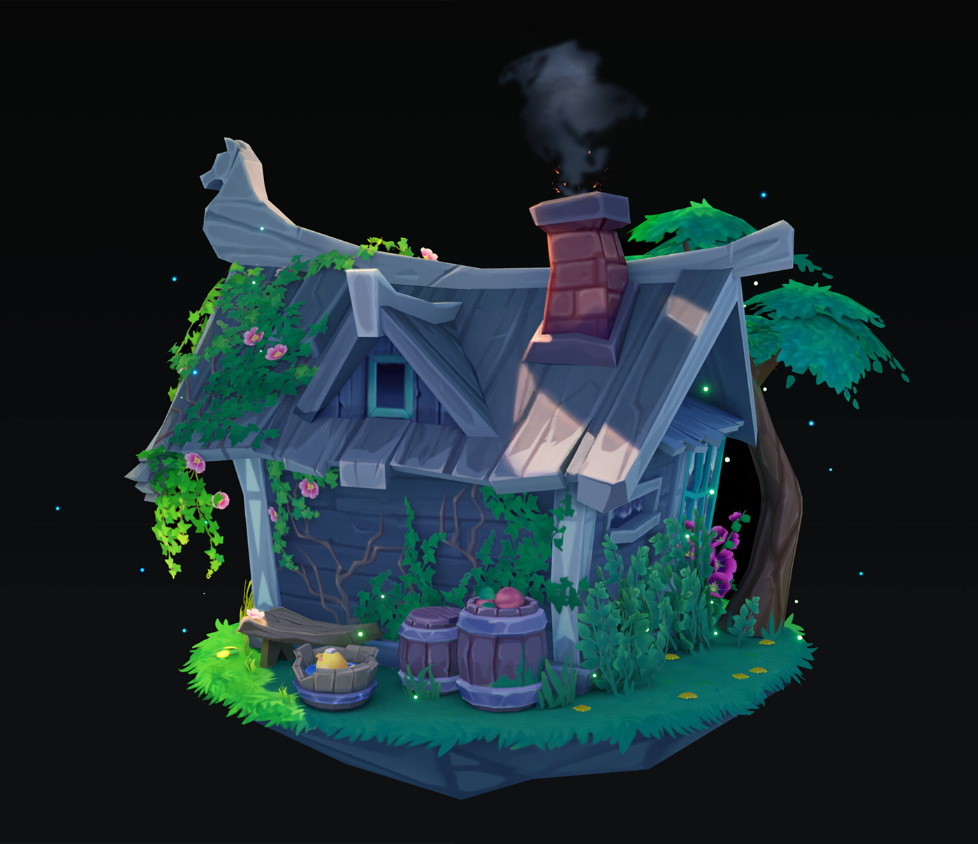 3D environment game house modeling texture