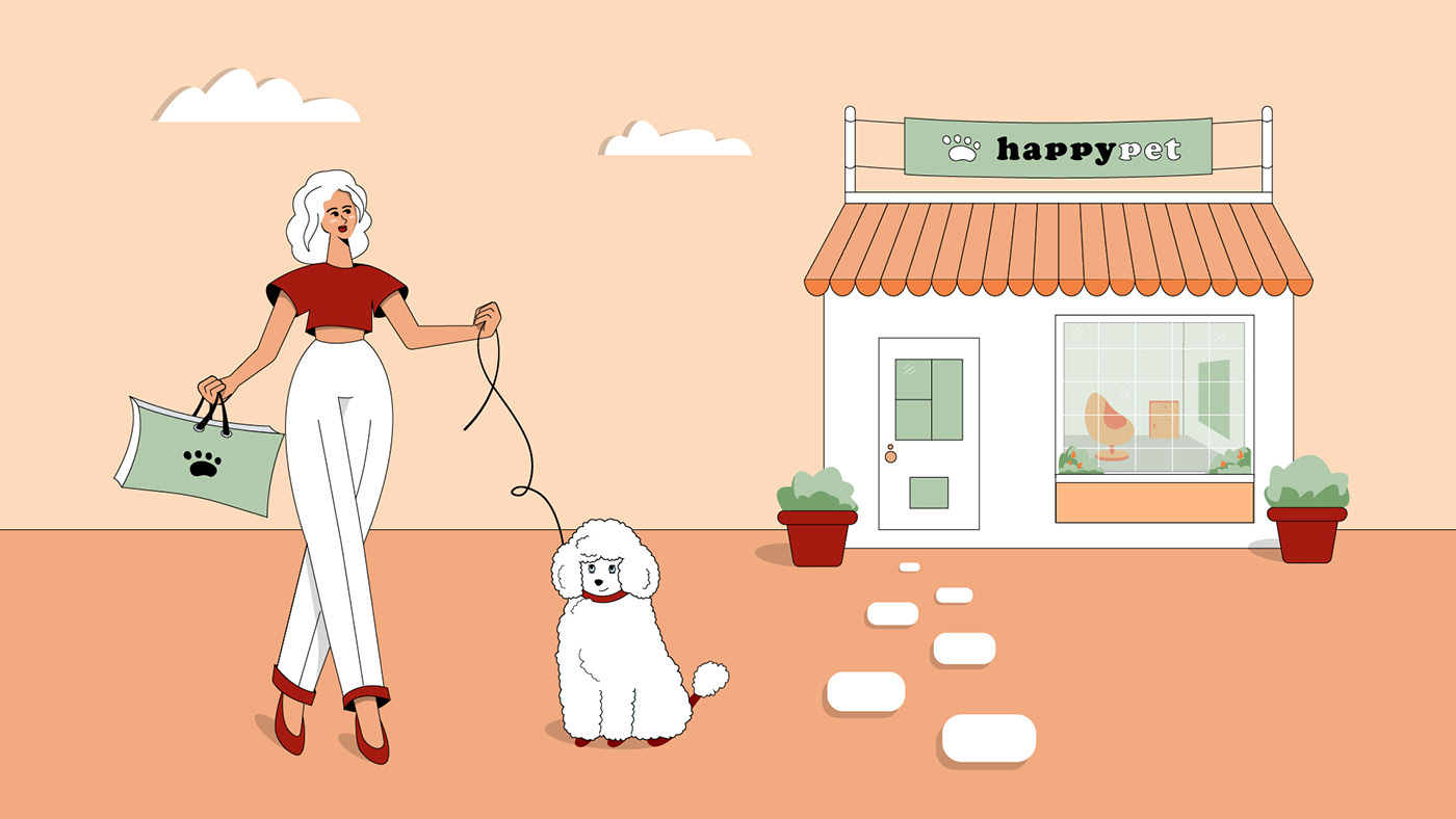 vector adobe illustrator flat Pet logo icons Character design  girls dog grooming