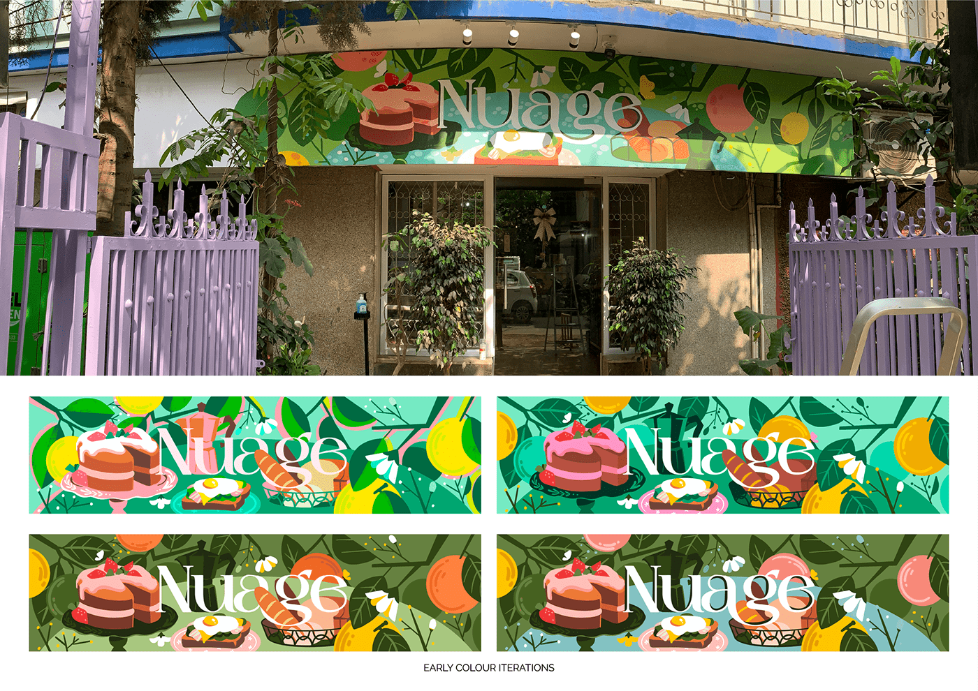 Mural ilustration art painting   cafe sign painting Hand Painted