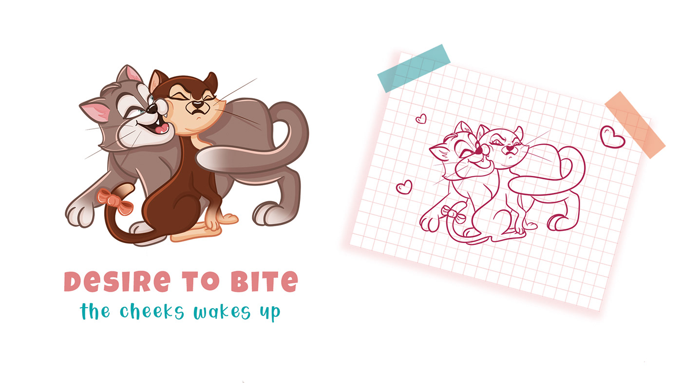 sticker sticker pack Sticker Design Character artwork Character design  cats cartoon Love Illustrator