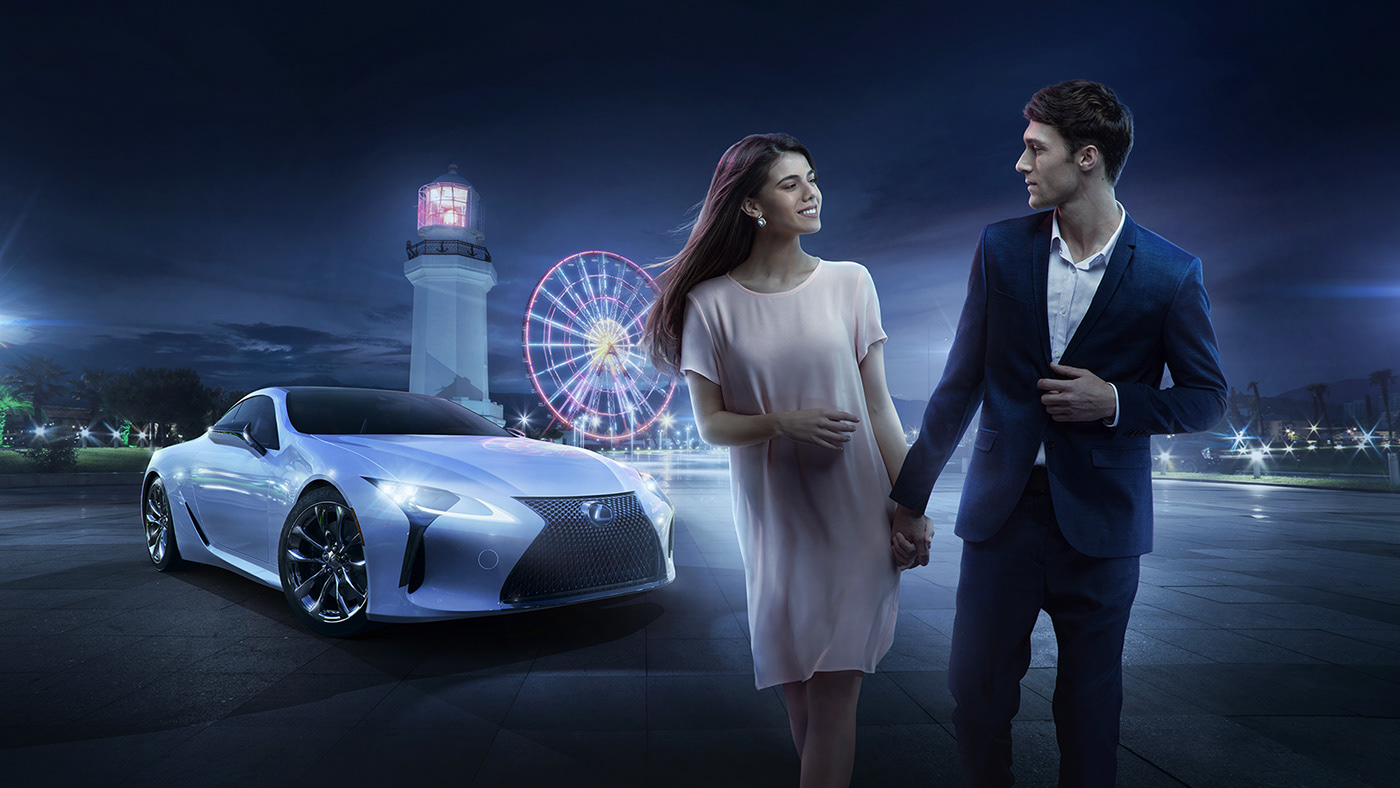 creative Advertising  CGI car Lexus automotive   3D retouch making of Post Production