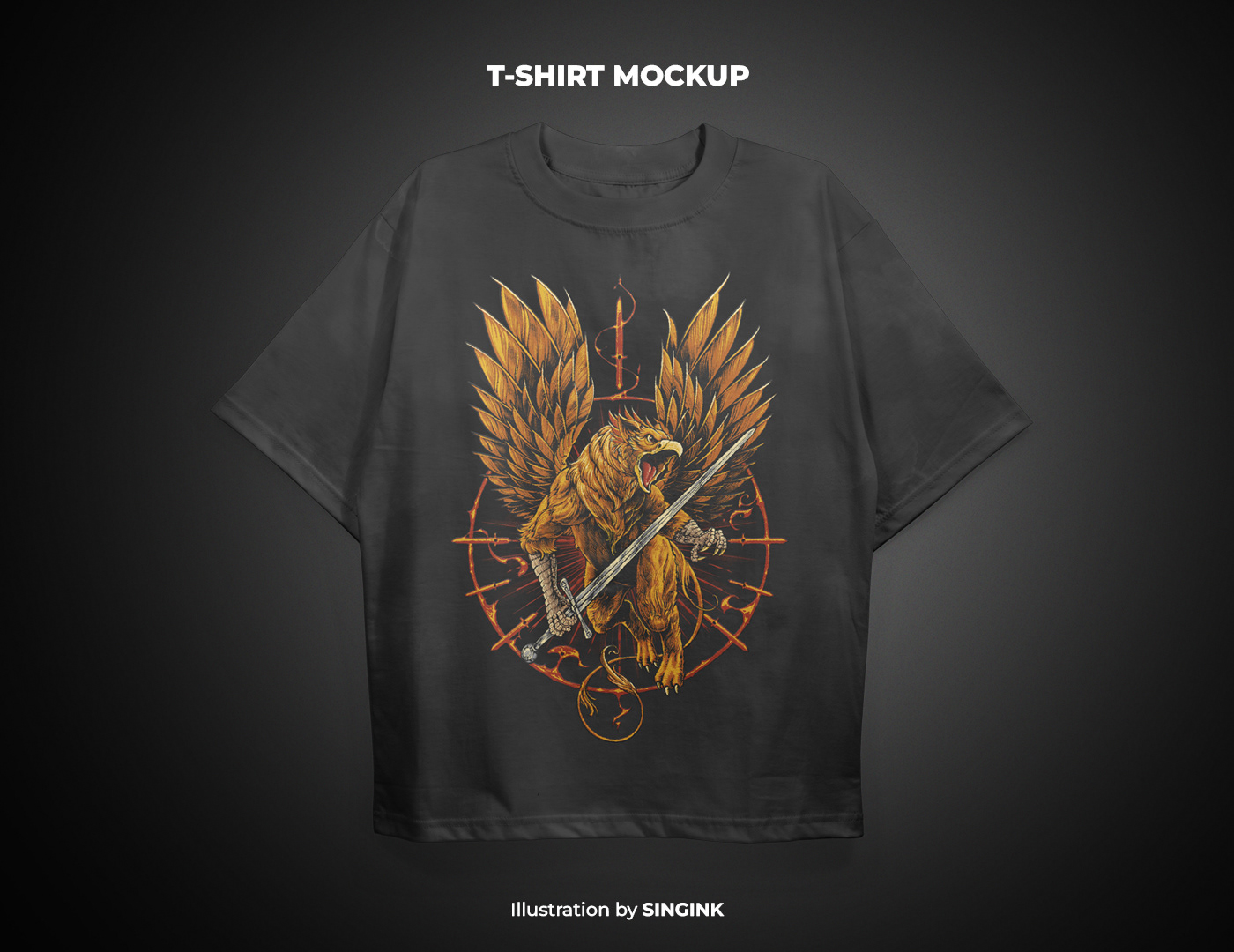 Griffin commission custom t-shirt design T-Shirt Design artwork ILLUSTRATION  Sword mythology monster creature
