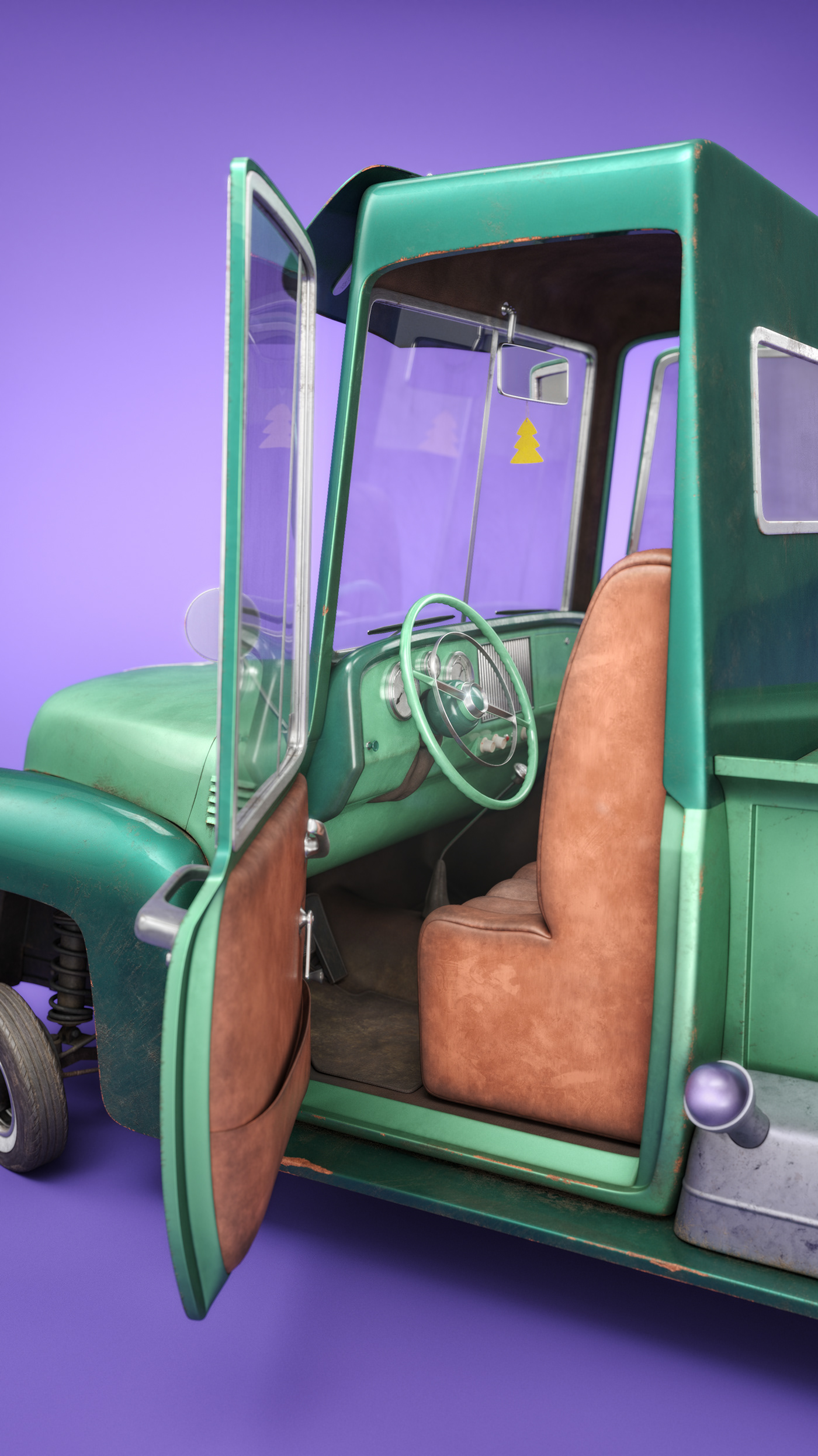 3D automotive   car cartoon chevrolet green PICKUP purple stylized Vehicle