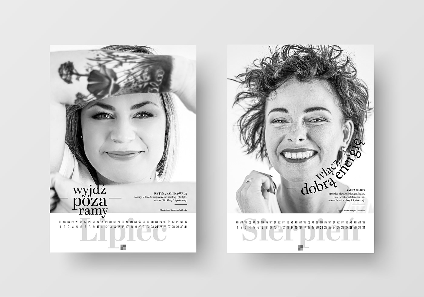 black and white calendar calendar design Education GRUBSON portrait portrait photography portraits school typography  