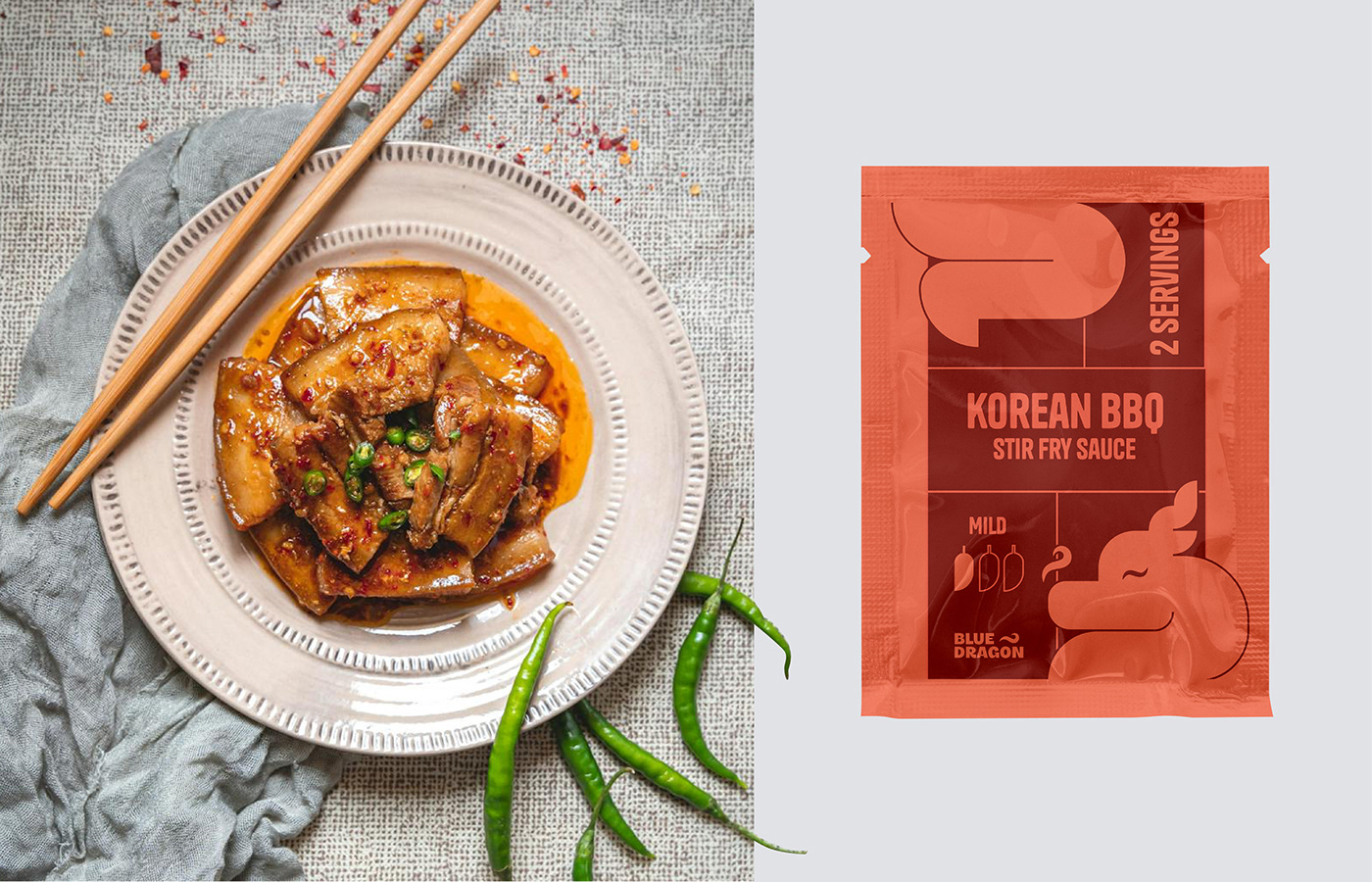 redesign rebranding design Packaging Food  asia Asian Food vector rediseño blue dragon