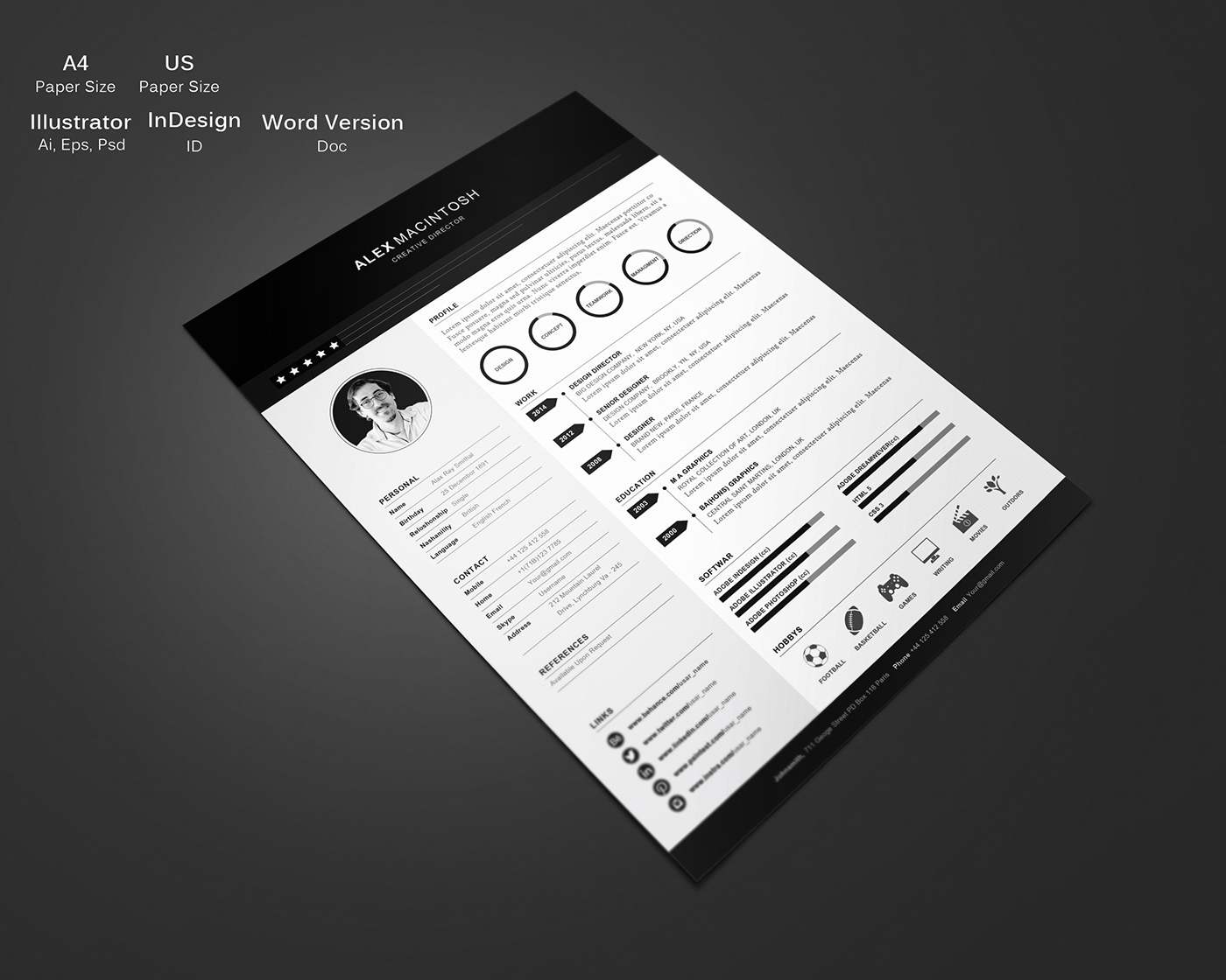 a4 cover letter CV cv design Latterhead print Resume resume design resume template