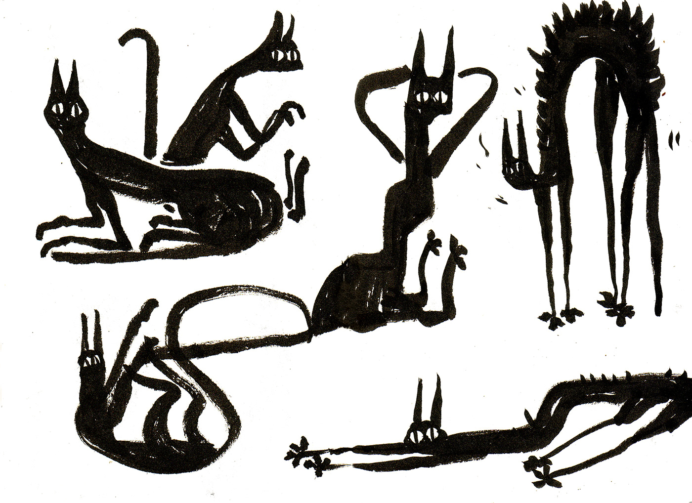 skinny black ink Cat paper sketchbook doodle