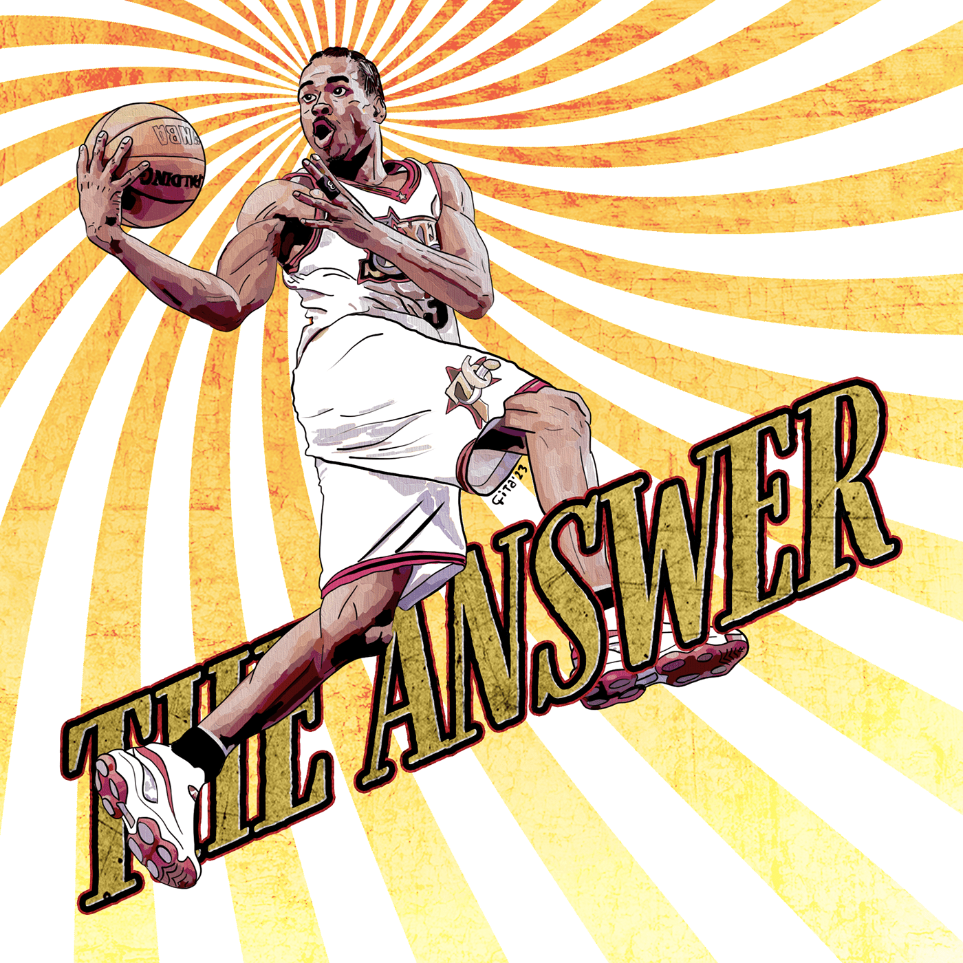 ILLUSTRATION  Allen Iverson NBA Sports Design basketball 76ers wallpaper Digital Art  Drawing  Layup