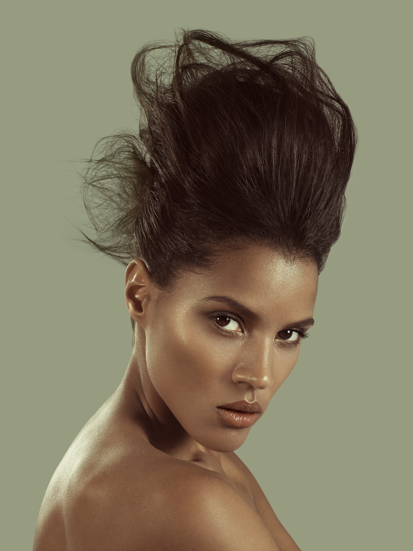 retouching  dark skin hair style smooth skin close up portrait photography