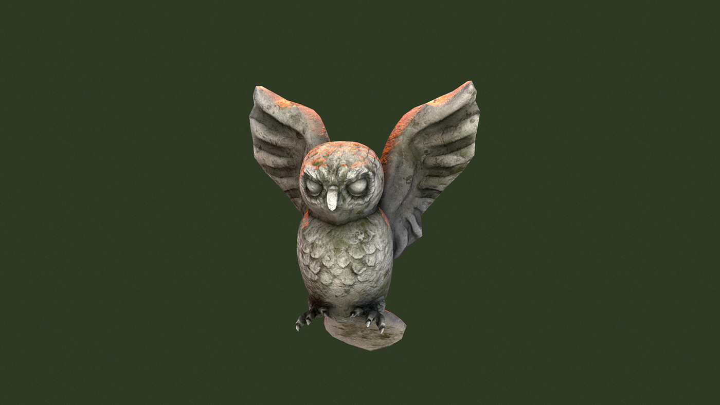 3D animal bird owl sculpture statue