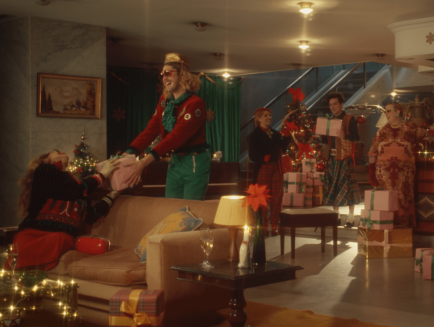 Christmas hotel music video