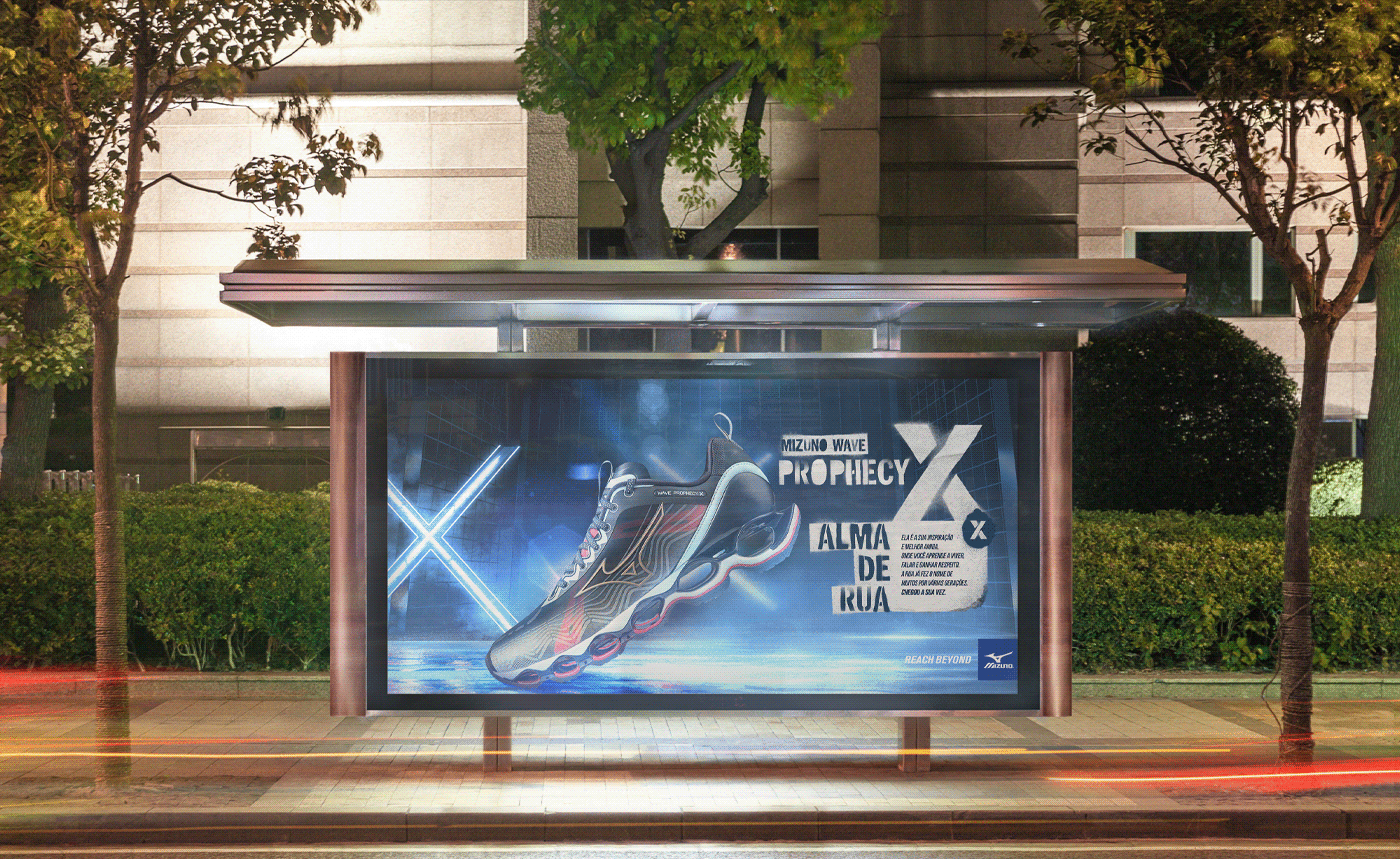 Launch project for Mizuno of the phophecy X sneaker in Brazil inspired by the Alma de Rua concept