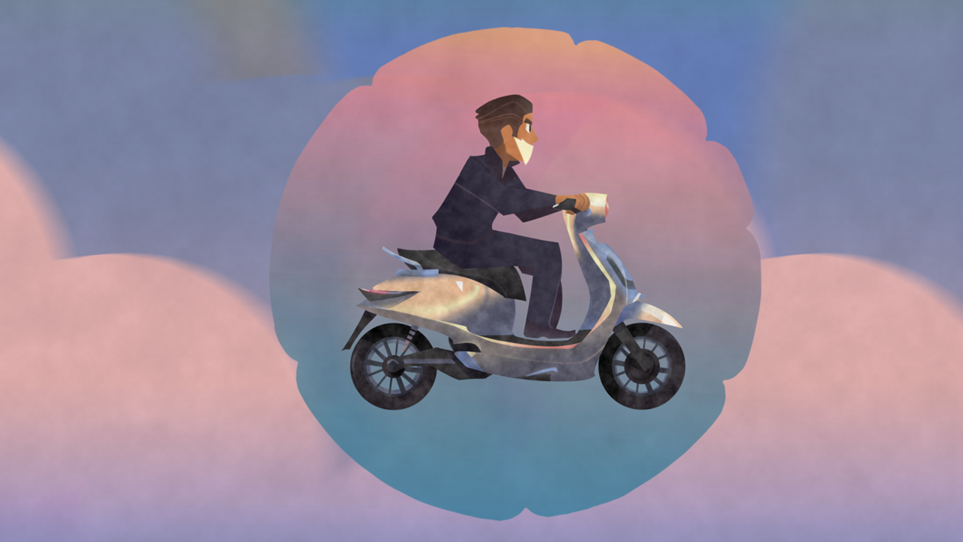 hola motion design Scooter E-Bike rooftop animation commercial Hong Kong taiwan 2D Animation vietnam