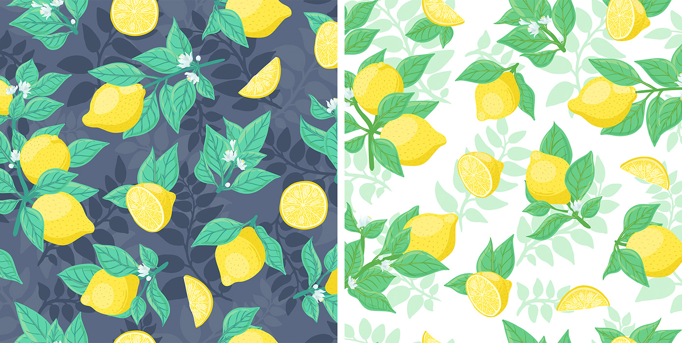 art decor fabric Fruit lemon pattern Pear seampless texile vector