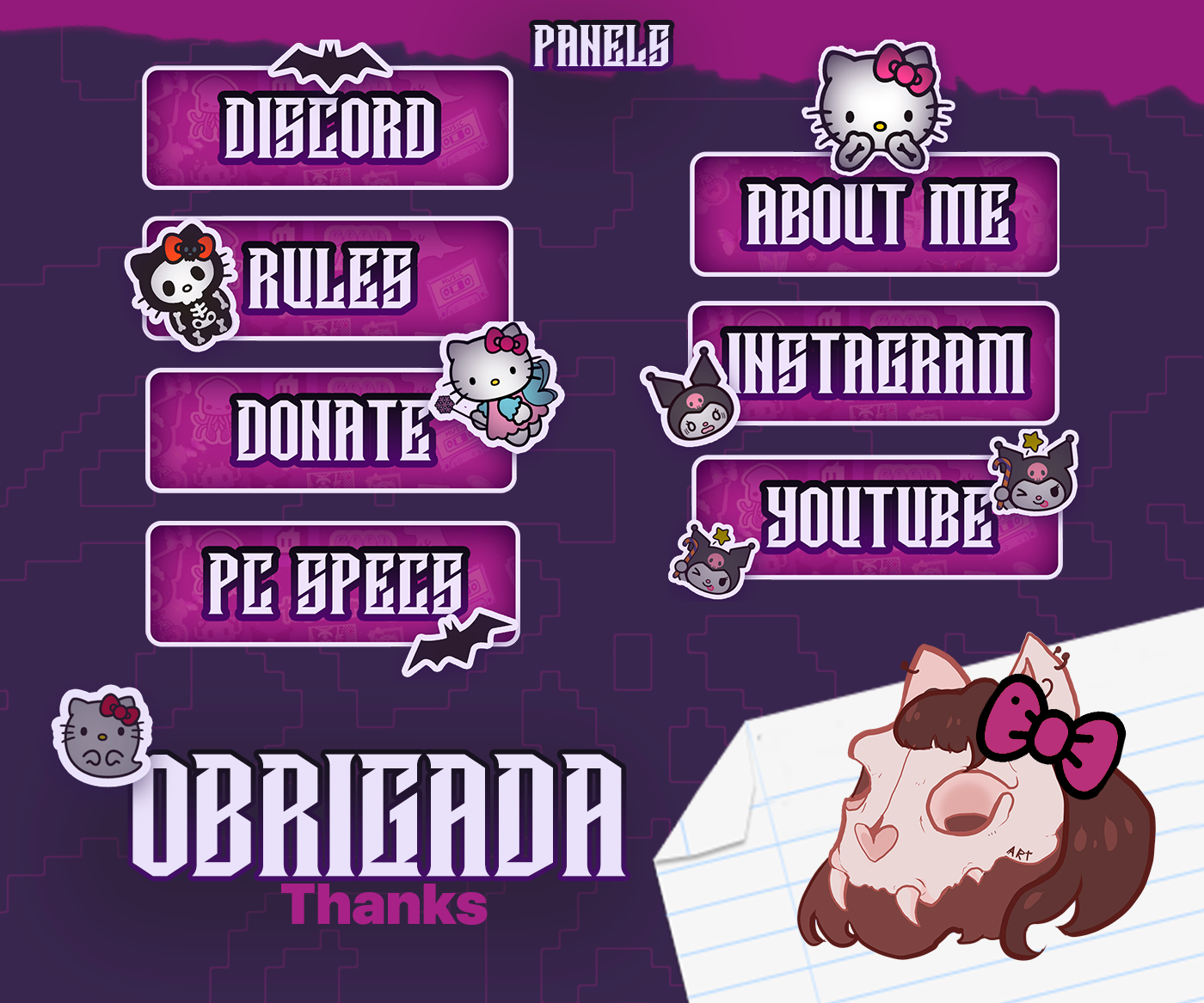 free free stream overlay Streaming stream overlay Gaming hello kitty Halloween Twitch Twitch Overlay twitch design