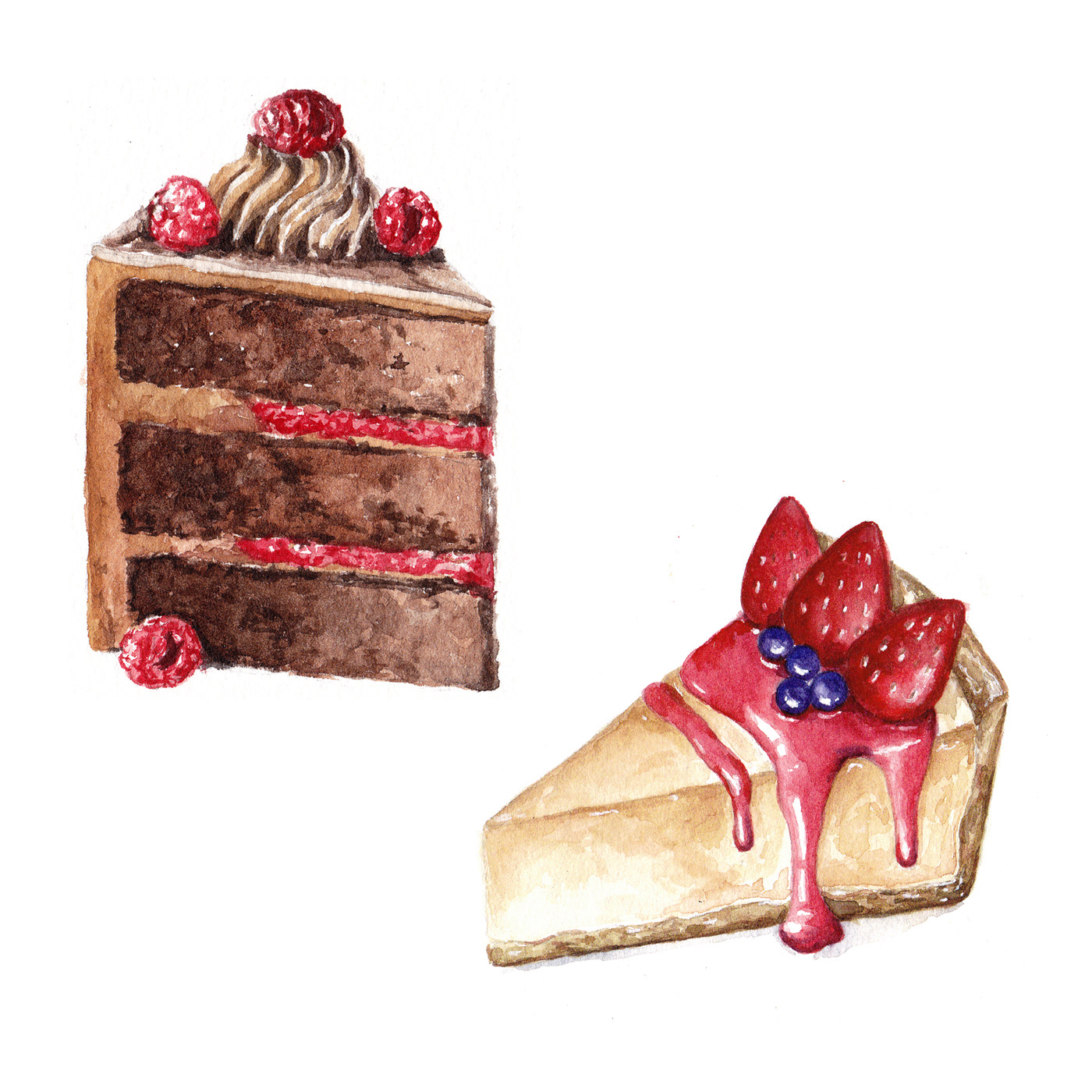 watercolor painting   ILLUSTRATION  Food  pastry bread cakes