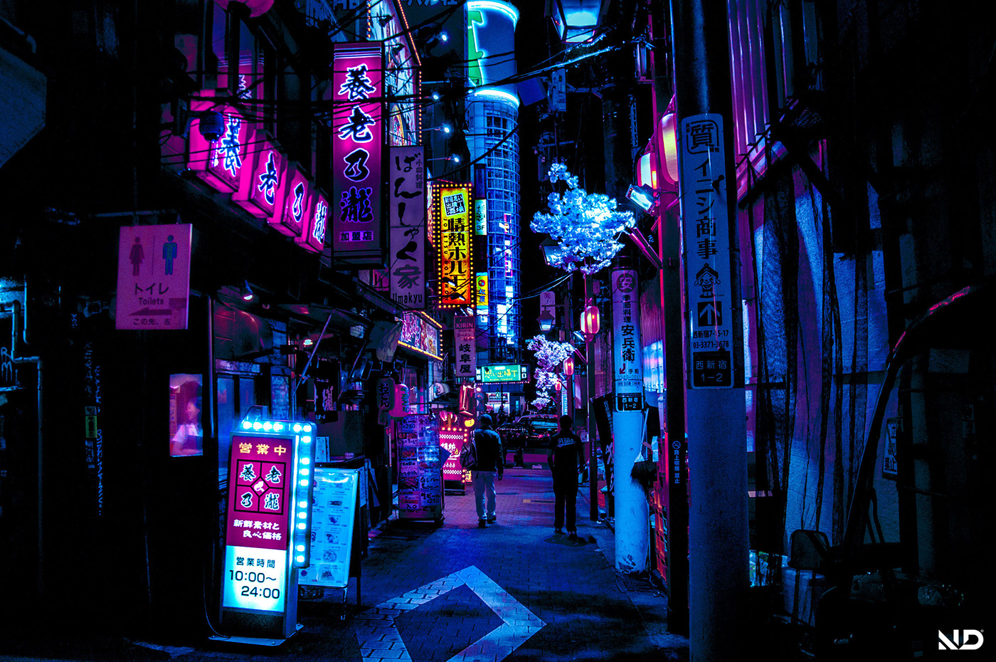 Dark Alley At Night in Shinjuku Tokyo