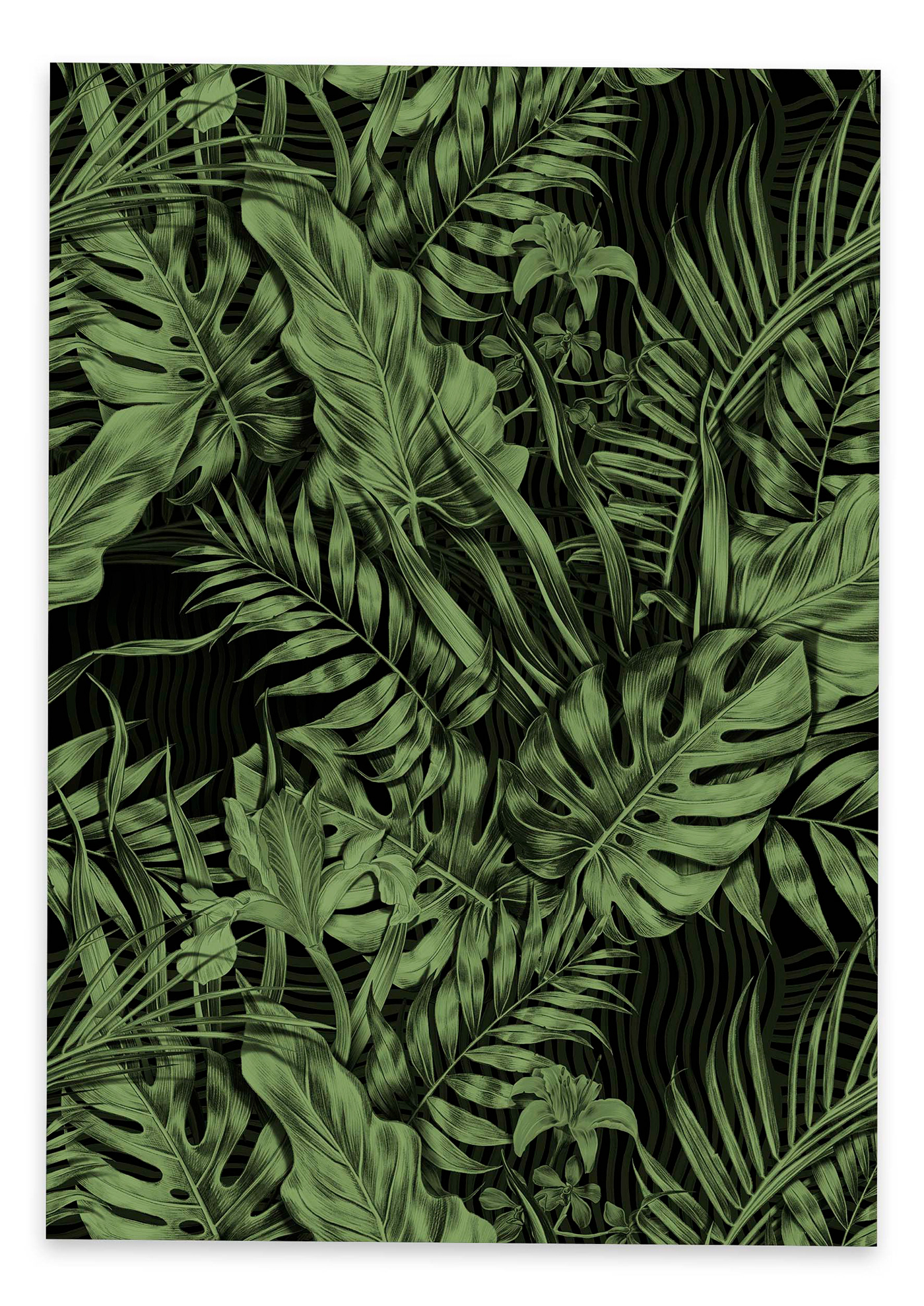 Tropical pattern fabric print allover tropical leaf Fashion  zara art handmade tshirt