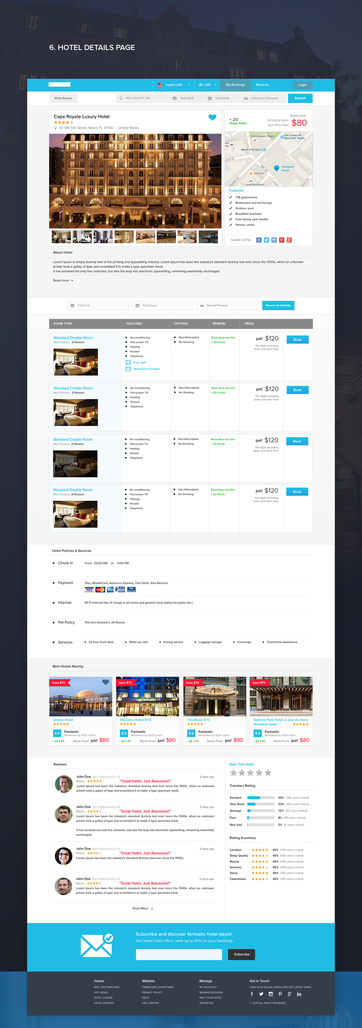 Web UI ux Travel hotel tourism Website Booking cards map search filters clean reservation