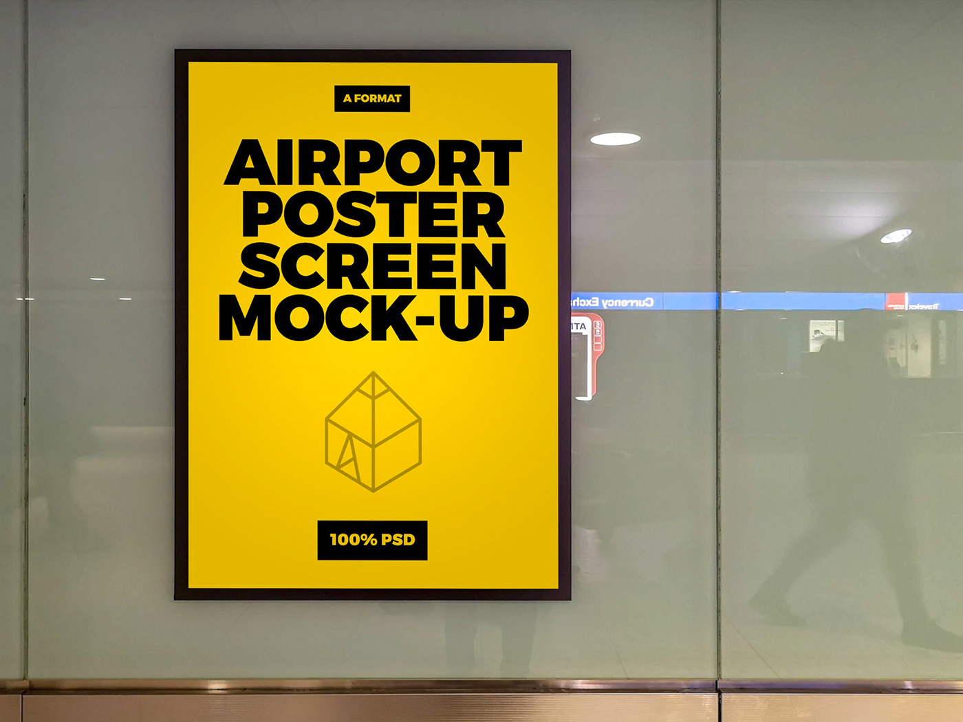 Mockup mock-up poster design screen airport terinal Display free freebie