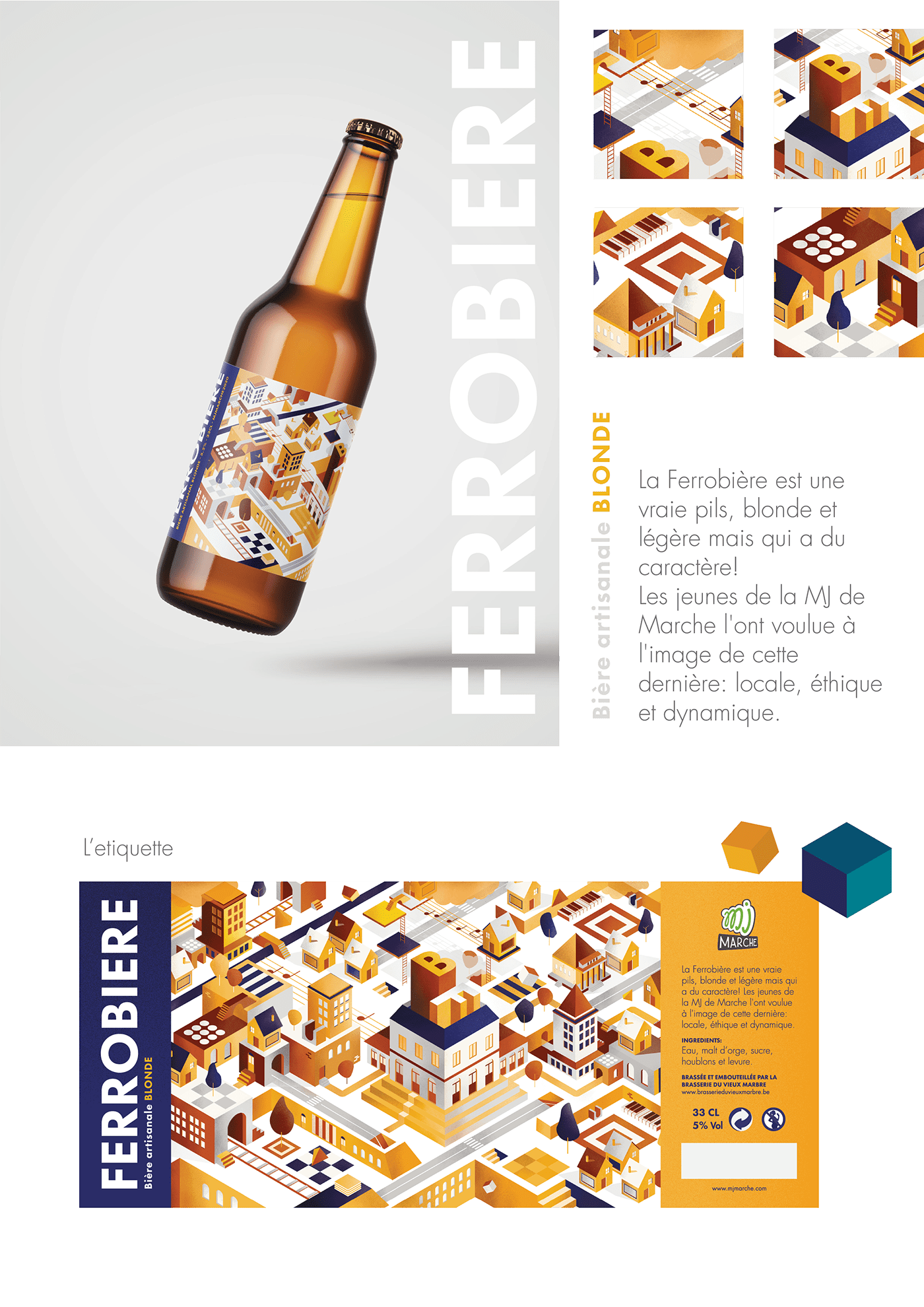 beer bottle city Isometric Label Packaging
