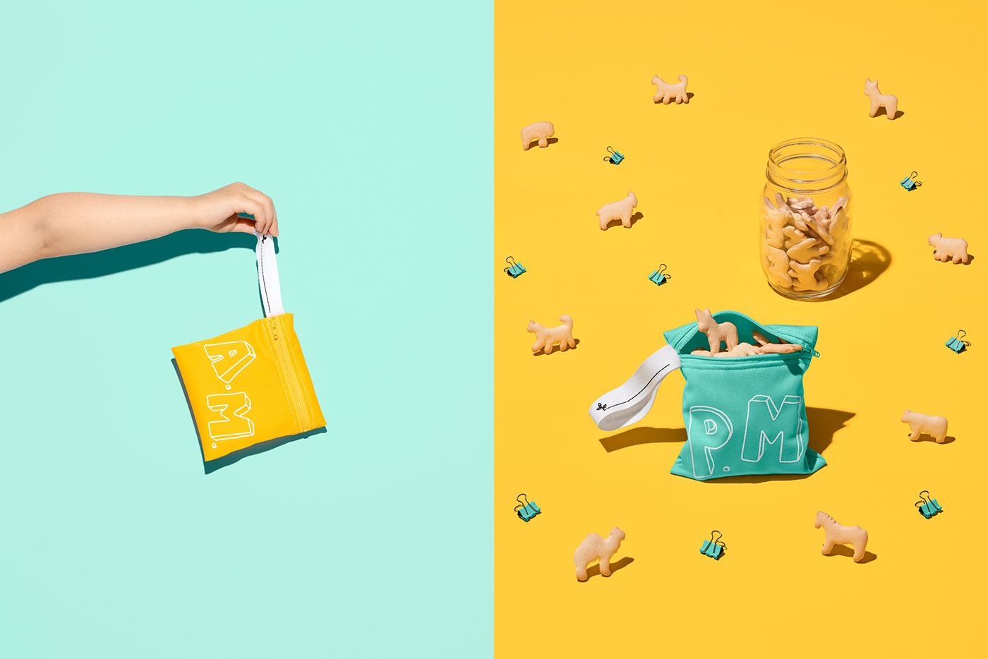 bag school kids colors lunch Packaging typography   letters Food  concept