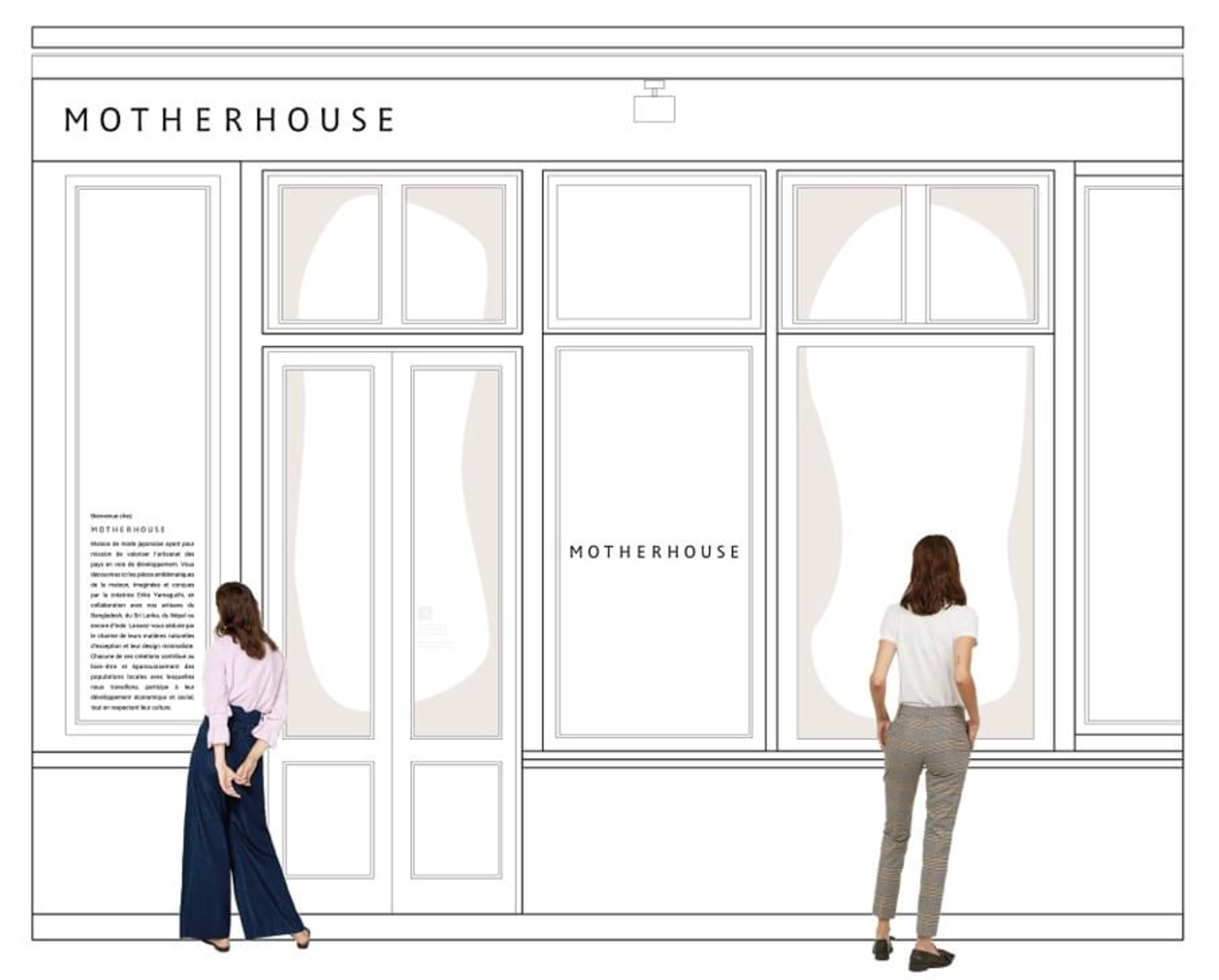 architecture douceur forme inspiration minimaliste Retail design vitrine Vitrophanie