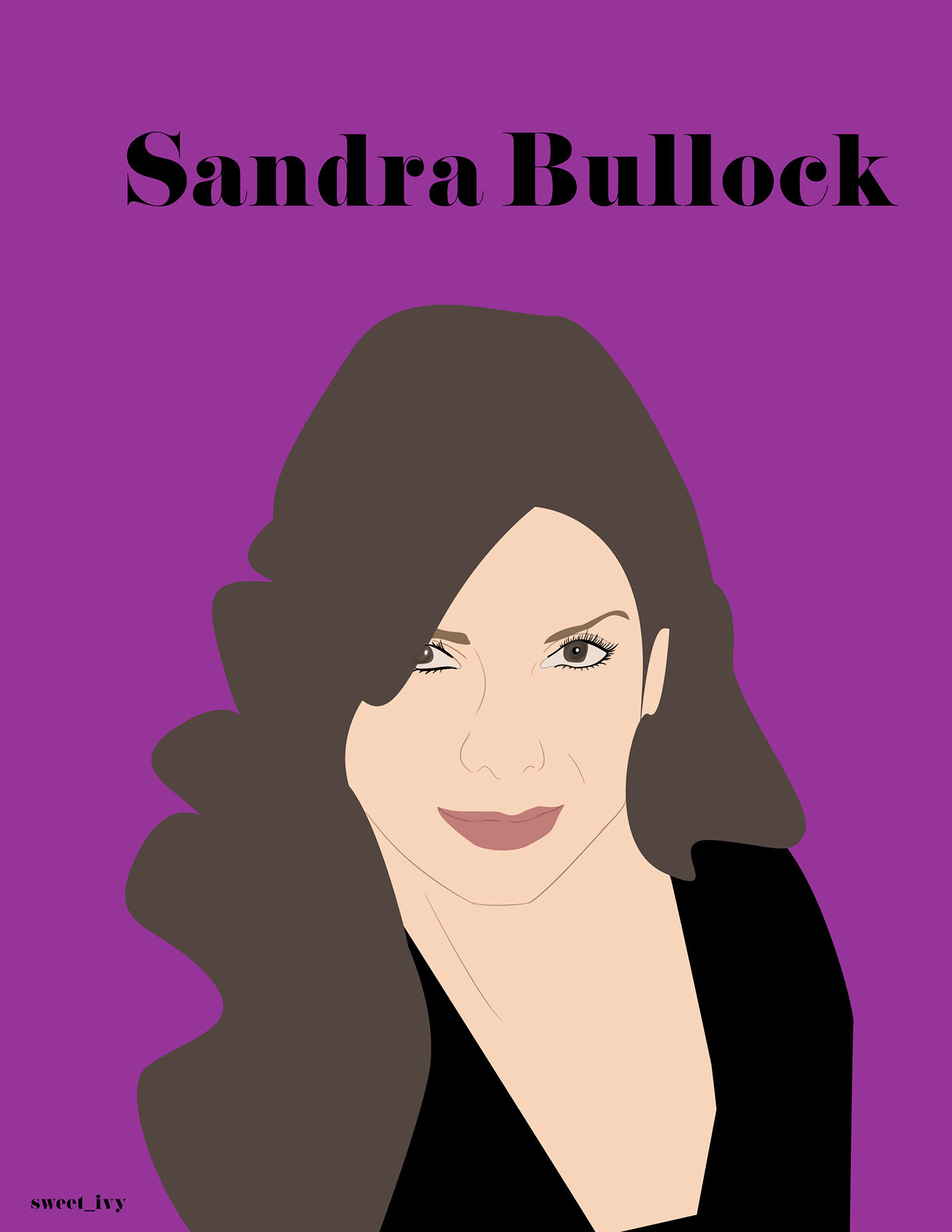 30daychallenge sandra bullock portrait simple color flat design minimalist