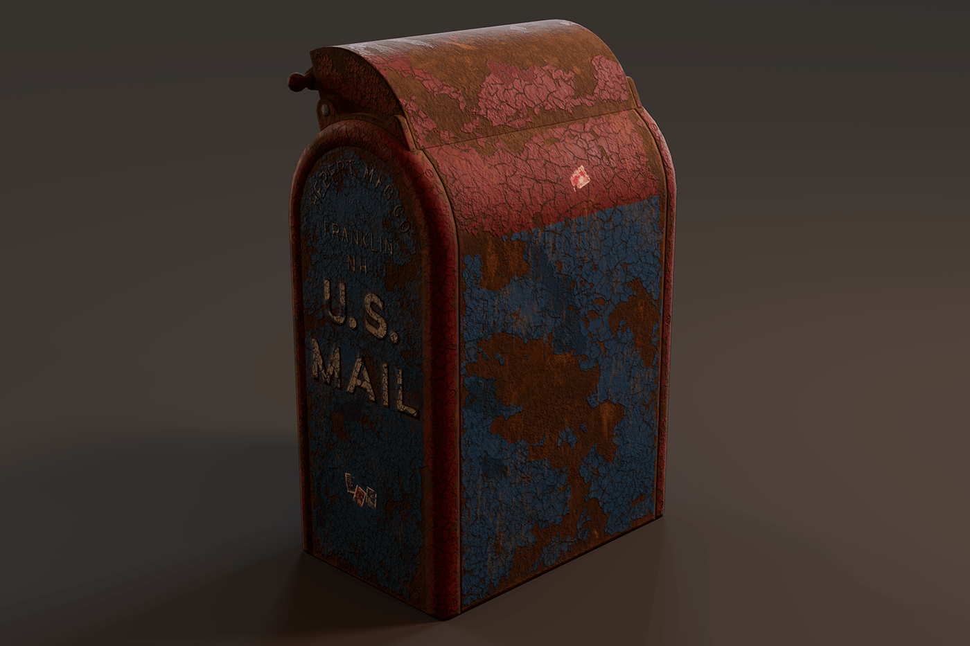 3D mailbox Maya modeling rendering Substance Painter texturing