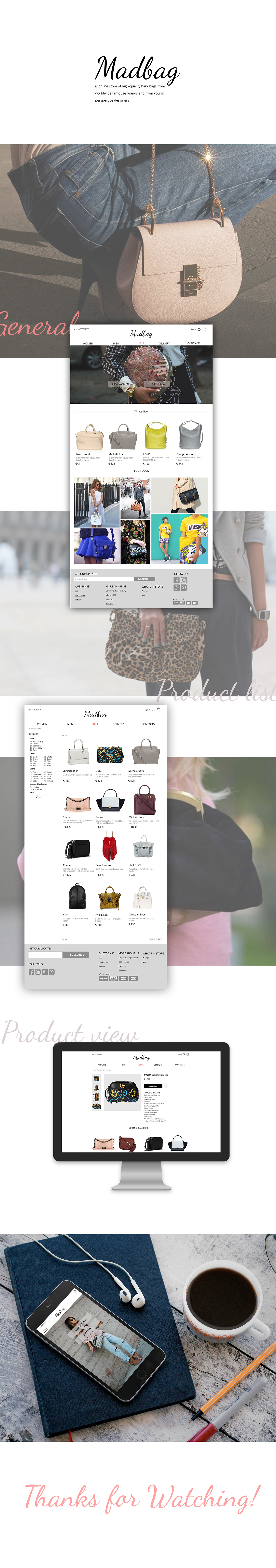 online store shop Web Design  design handbag store Project