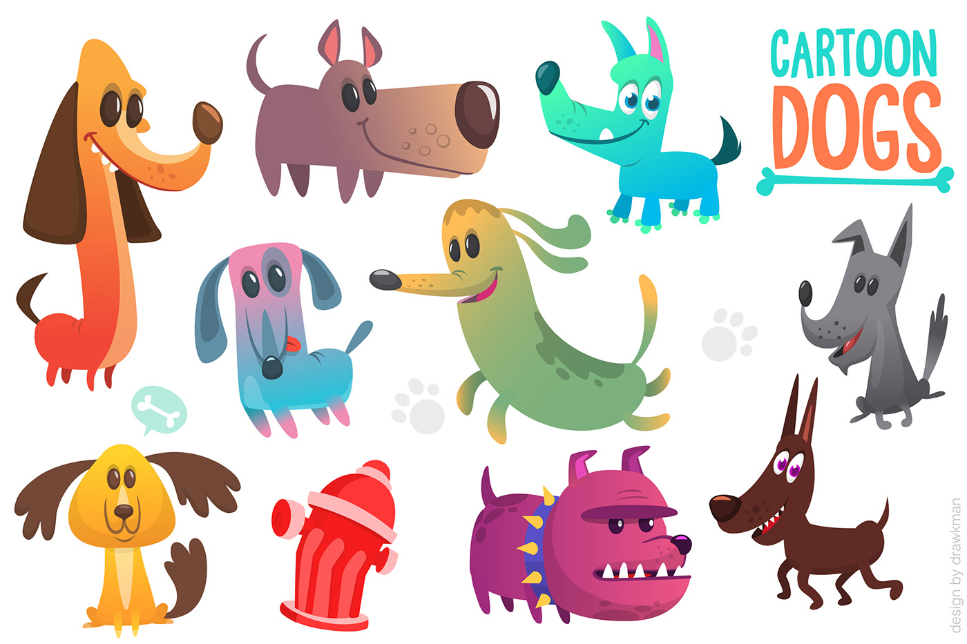 cartoon animals children's book logo sticker packaging design brand identity dogs pets Mascot