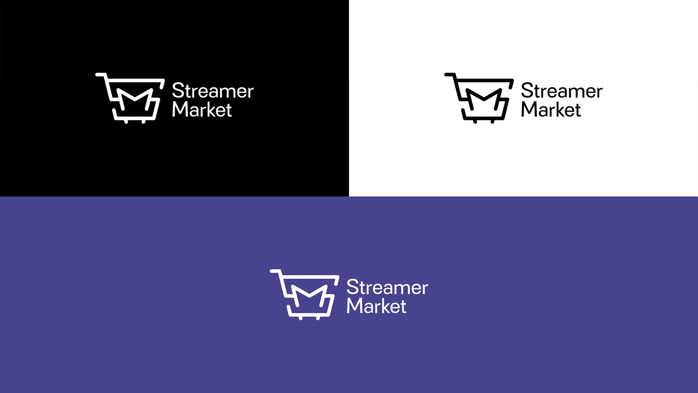 Streamer Market Logo on Multiple Coloured Backgrounds