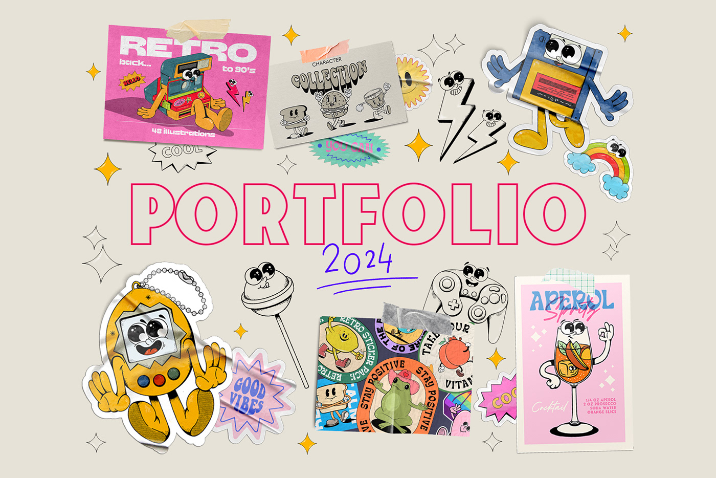 portfolio CV Resume Character design  cartoon character Graphic Designer Illustrator digital illustration Procreate retro style
