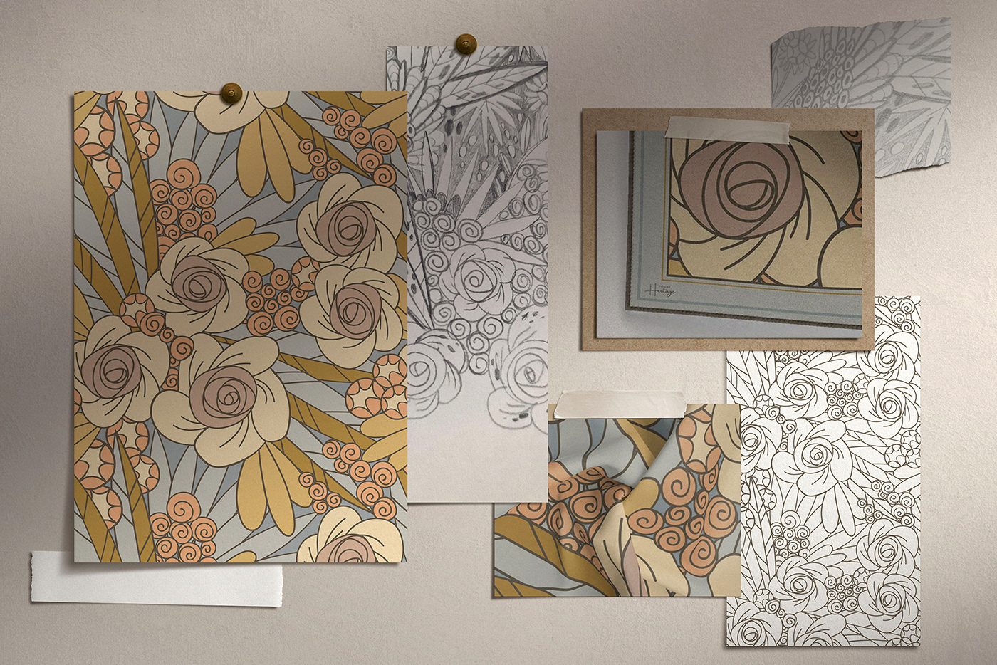 Mood board With Floral Pattern by Mona Monash