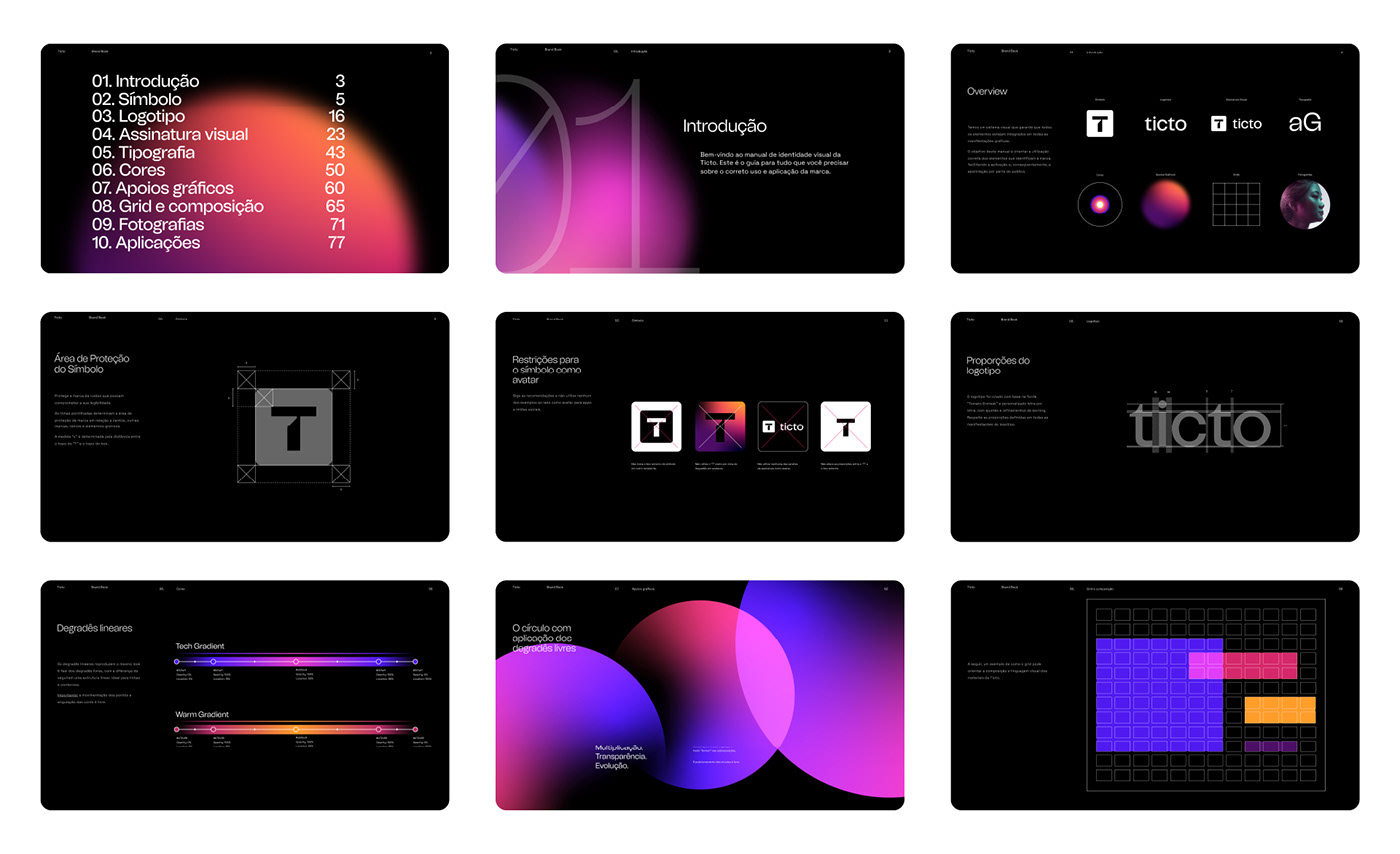 branding  colorful gradients logo modern Online Sales ticto visual identity