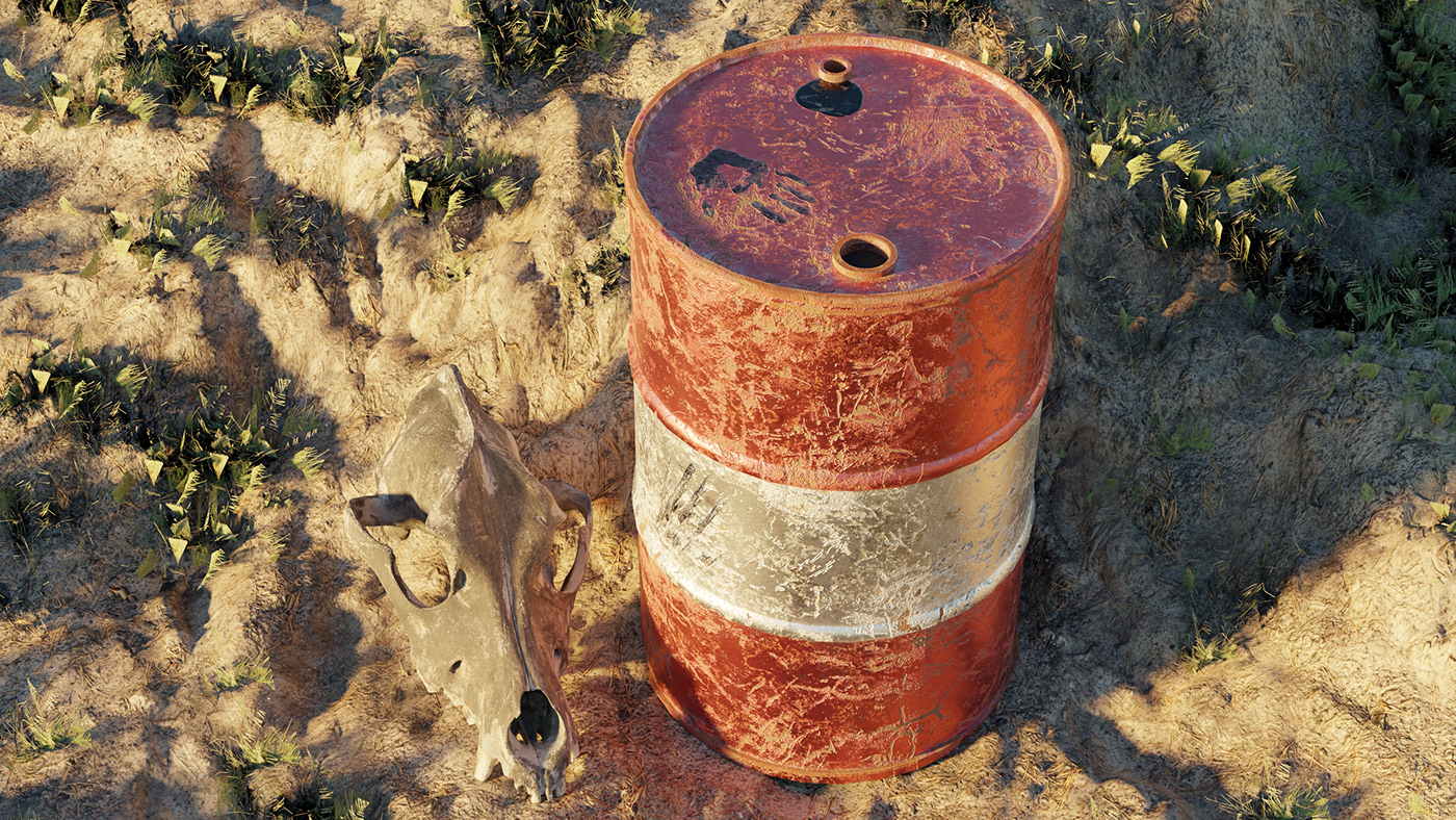 oil barrel props Game Art 3D Render blender CGI