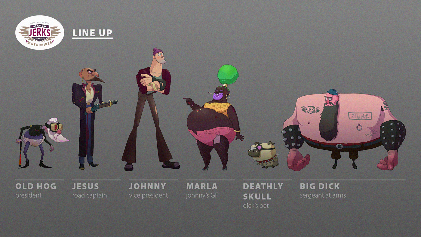 animation  bikers cartoon Character Character design  design digital illustration Drawing  gang