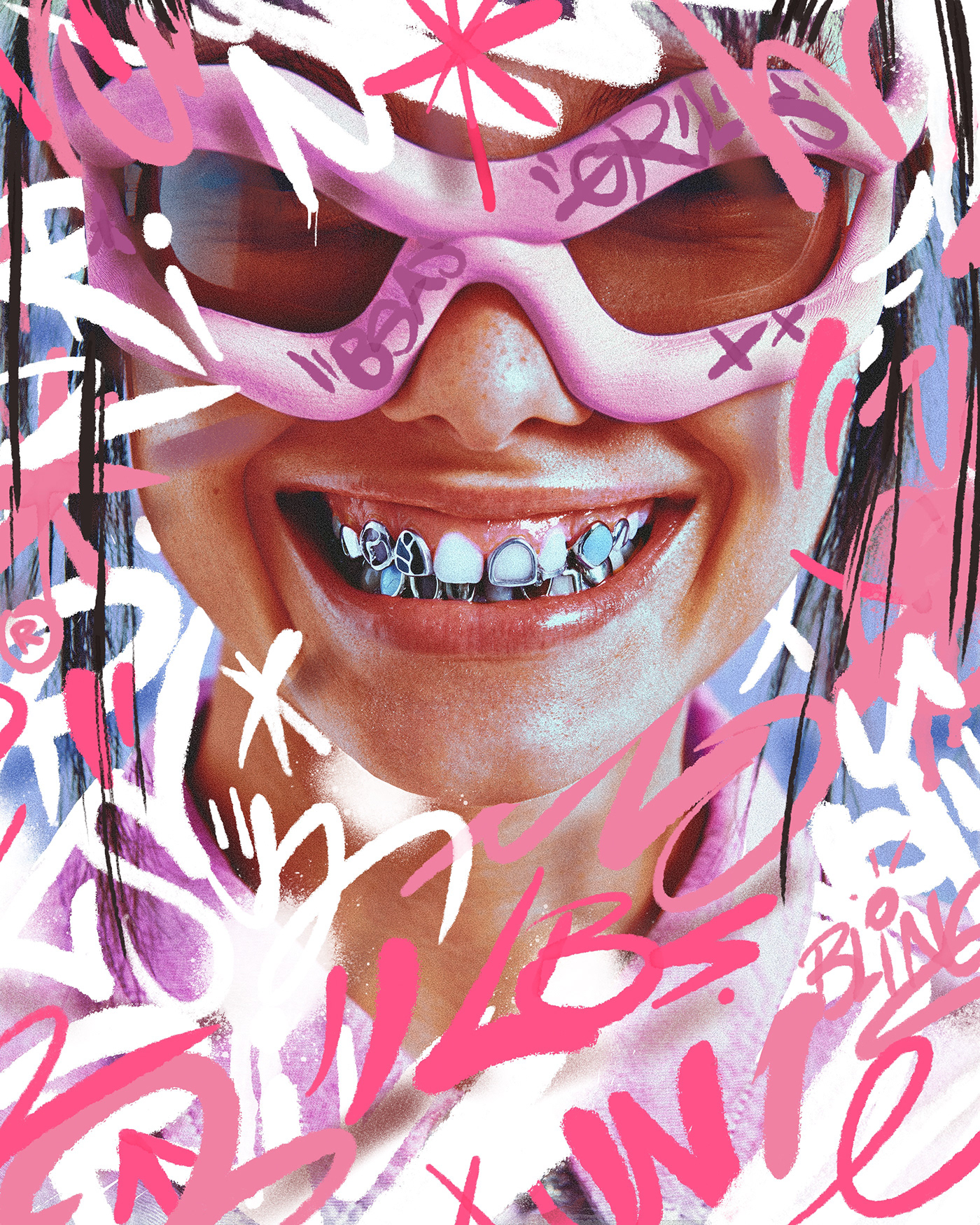 jewlery Digital Art  Digital Collage Fashion  fashion editorial bernardo henning fashion photography Sunglasses Graffiti Grills