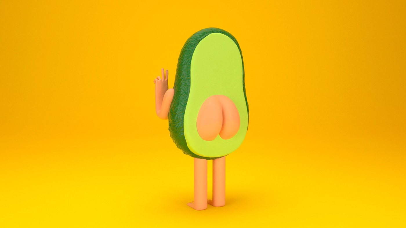 model 3D design toy avocado ass sexy Fruit Character funny