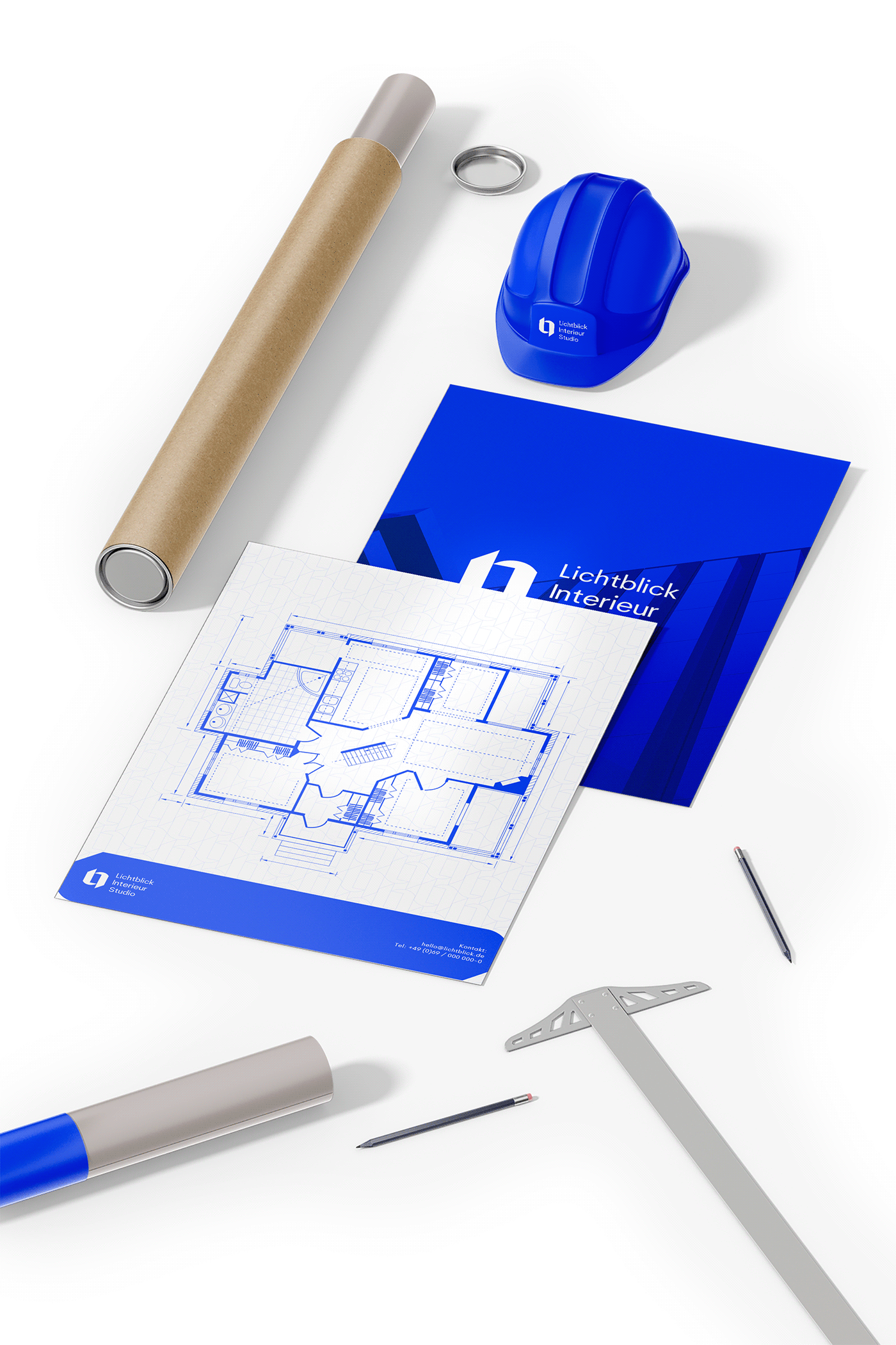 brand identity Interior design studio germany berlin blue corporate brochure
