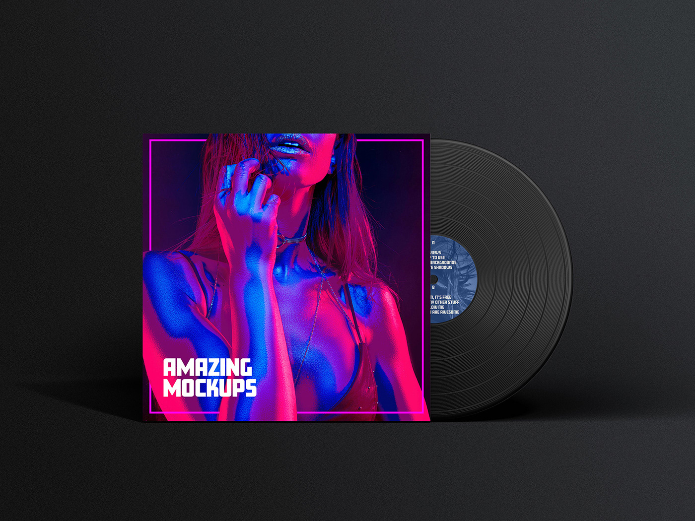 dark music vinyl Album Cover Design free mockup  graphic design  freebie brand identity