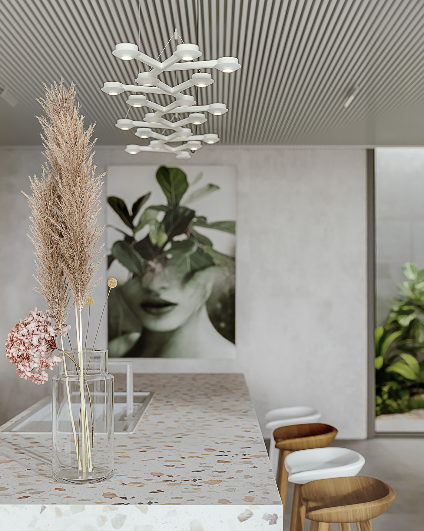 CGI 3D Photography  White Render 3dsmax interior design  corona render  livingroom diningroom