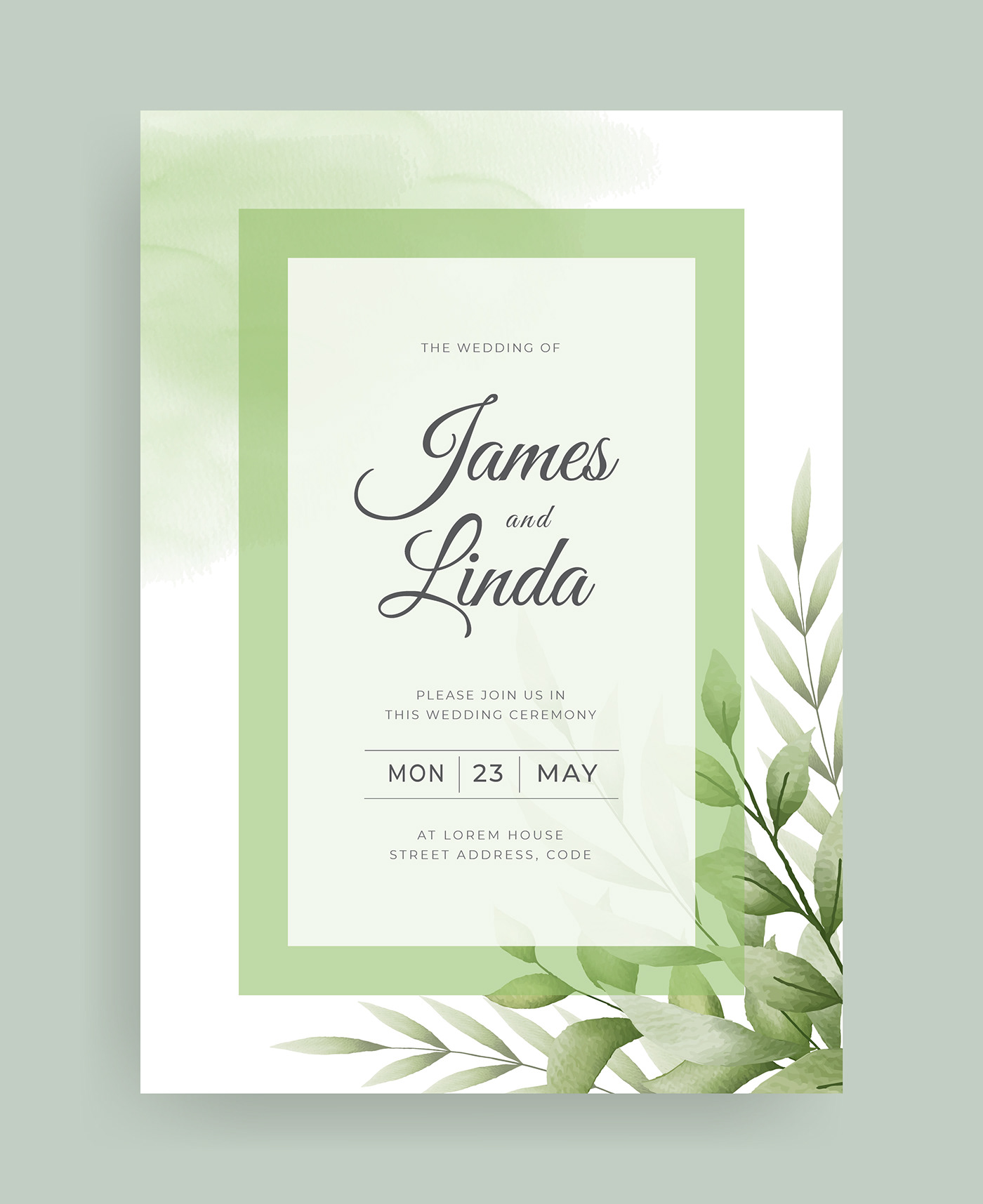 custom watercolors elegant floral gift card Invitations Card save the  date template water color flower watercolor illustrations wedding invitation
