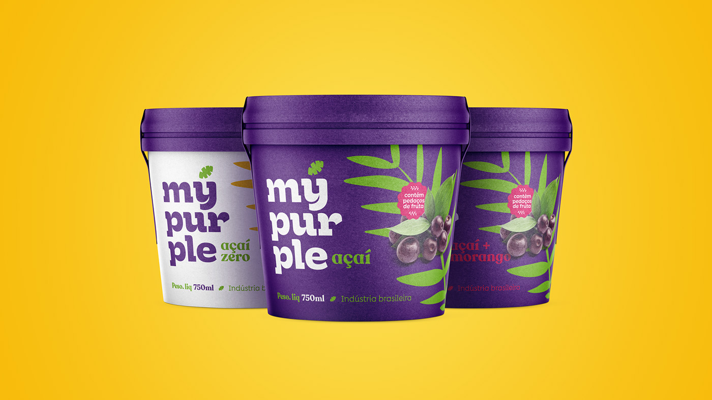 acai brand branding  Food  Gelato icre cream Logotype Packaging purple visual identity